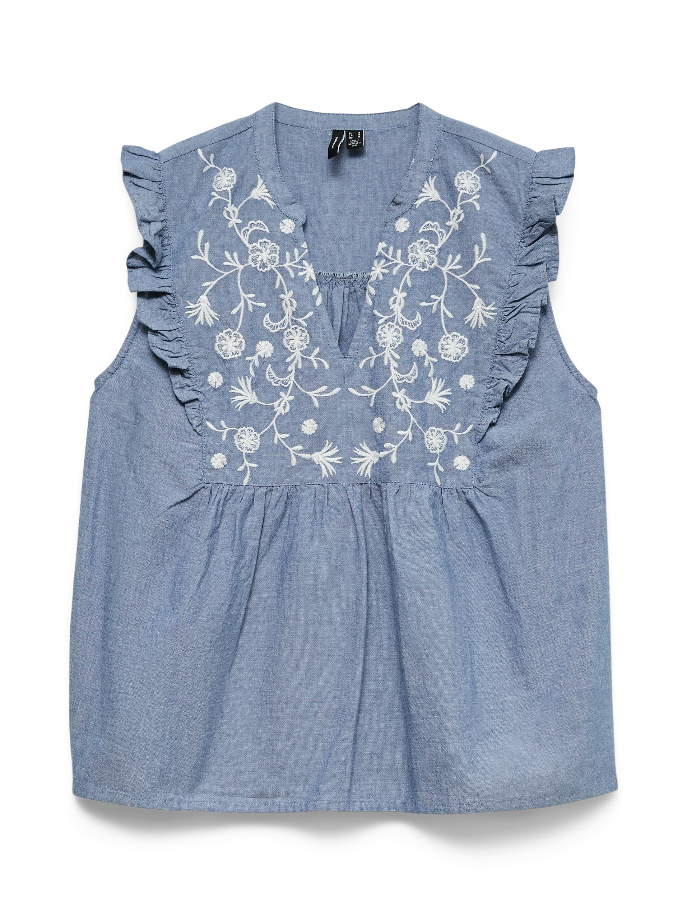 Image of Vero Moda Rüschentop "VMHANNAH EMB SL TOP WVN NOOS" Baumwolle
