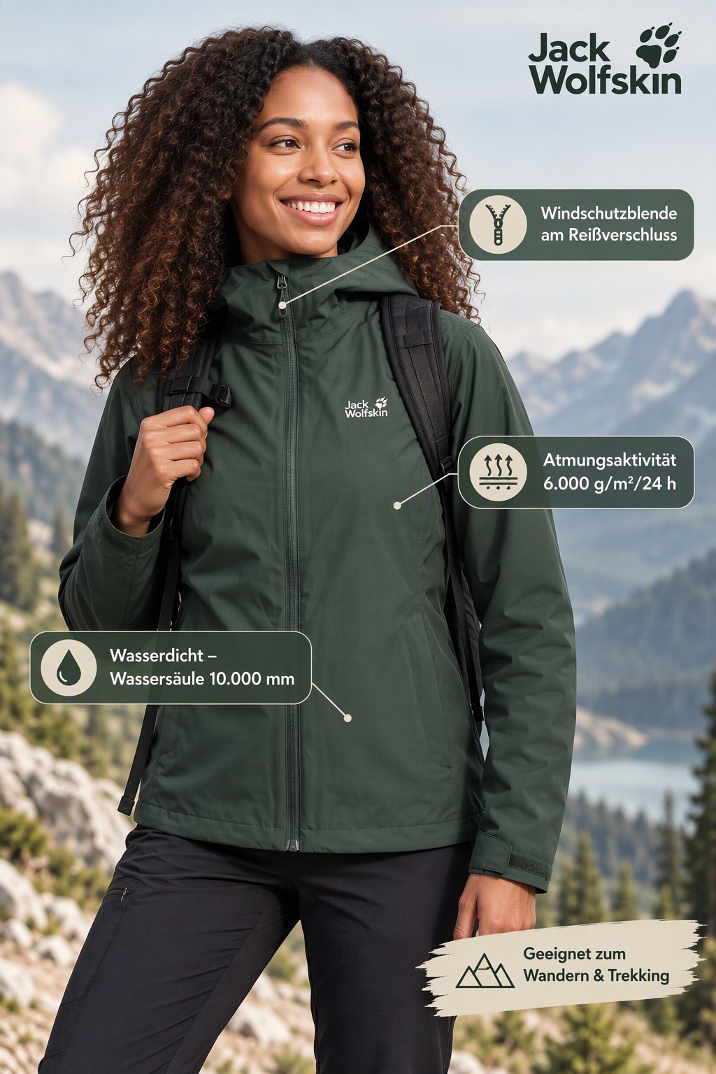 Jack Wolfskin Veste de pluie »OUTROVERT 2L JKT W« avec capuche avec capuche, étanche, respirant