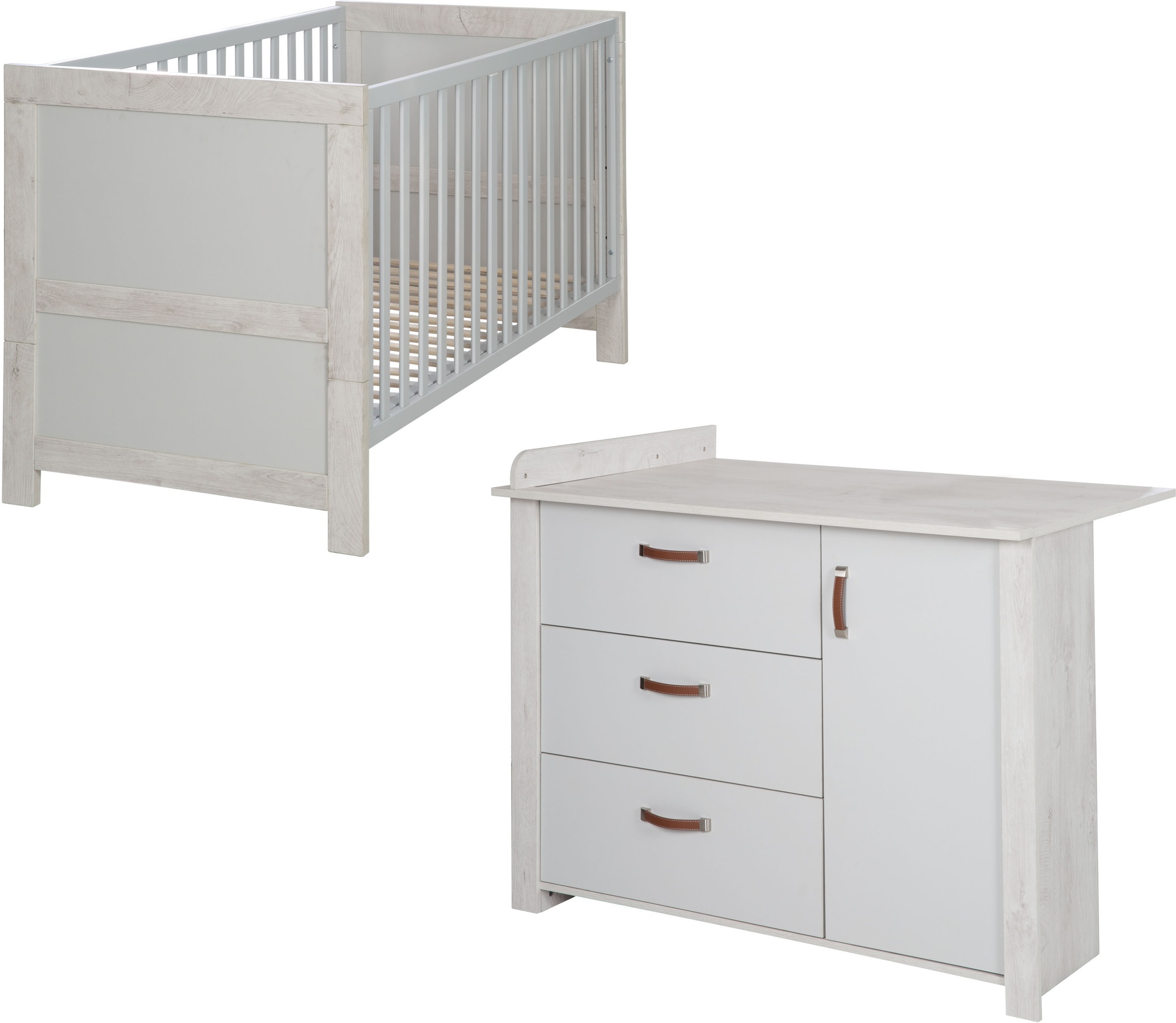 Image of roba® Babymöbel-Set »Mila«, (Spar-Set, 2 St., Kinderbett, Wickelkommode), mit Kinderbett und Wickelkommode bei Ackermann Versand Schweiz