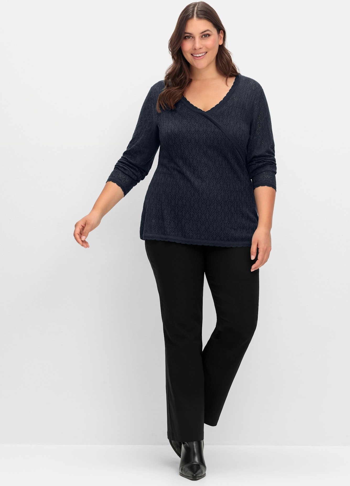 Sheego Pull col V »V-Ausschnitt-Pullover«