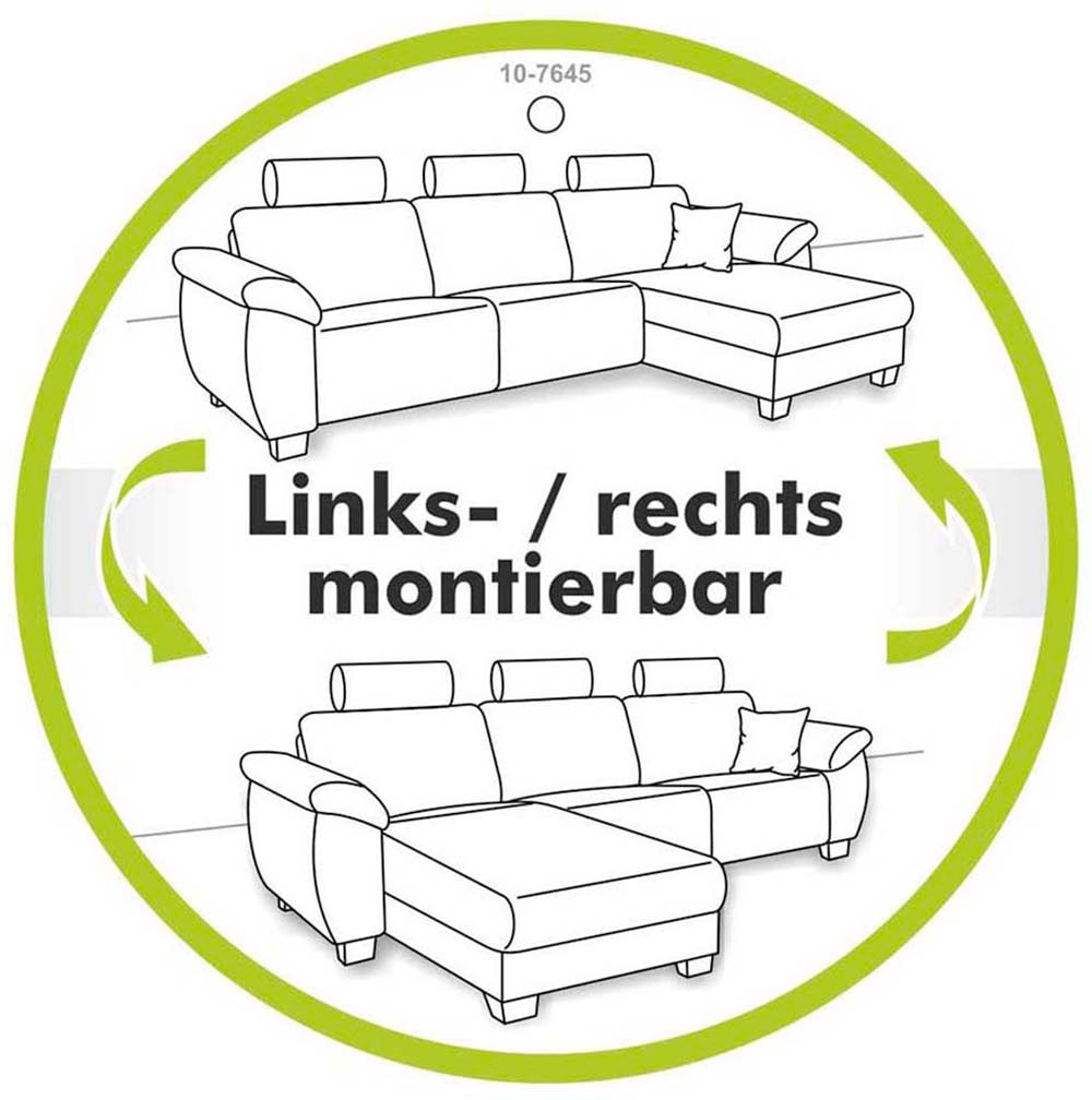 Jockenhöfer Gruppe Ecksofa »Ecksofa Elmau, Grösse Ottomane: L, B:235cm, optional mit Topper« mit Schlaffunktion, Bettkasten & 2 Zierkissen