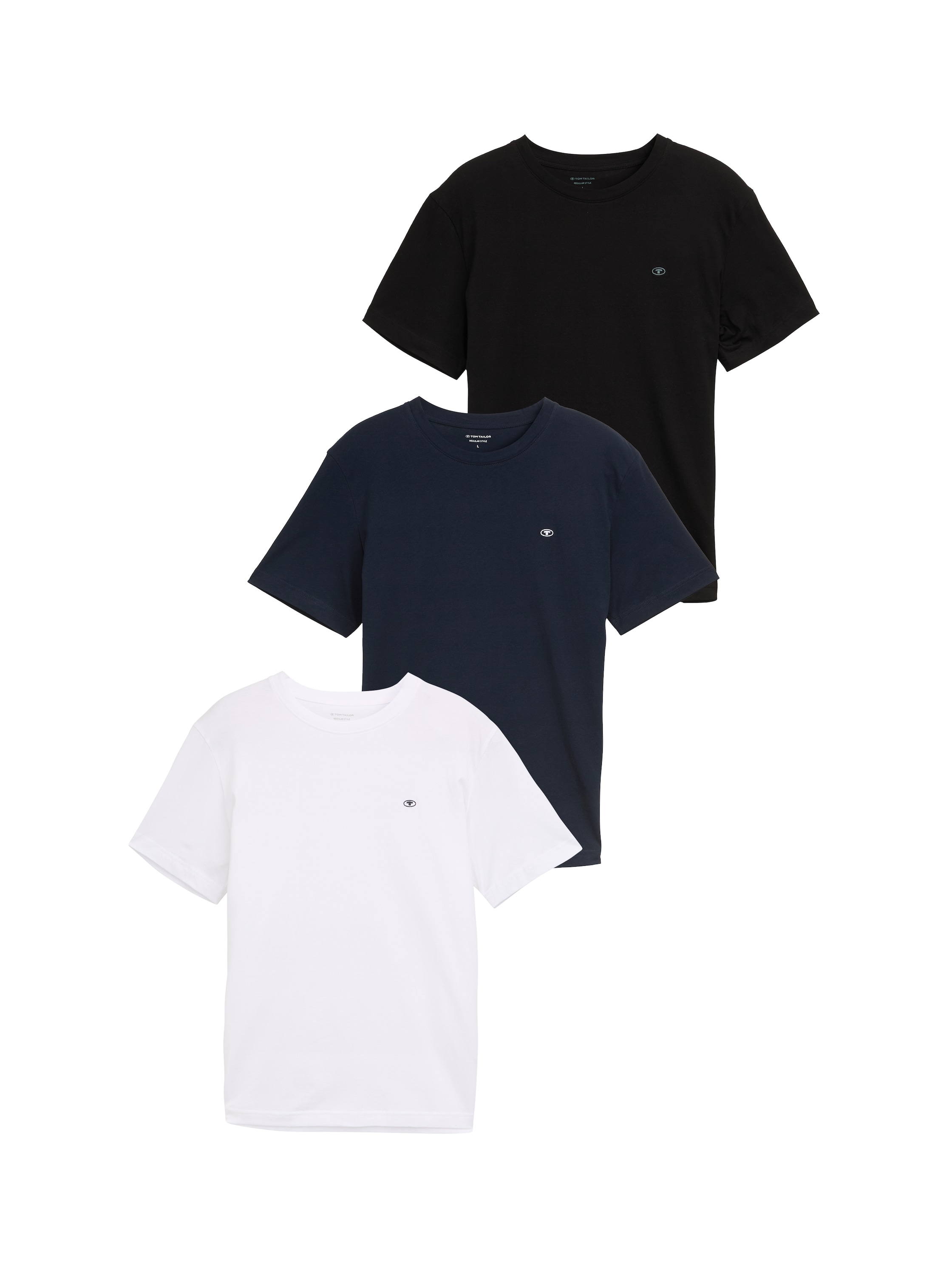 Image of TOM TAILOR T-Shirt Packung, 3 Stk. 3er Pack mit Logo-Stickerei