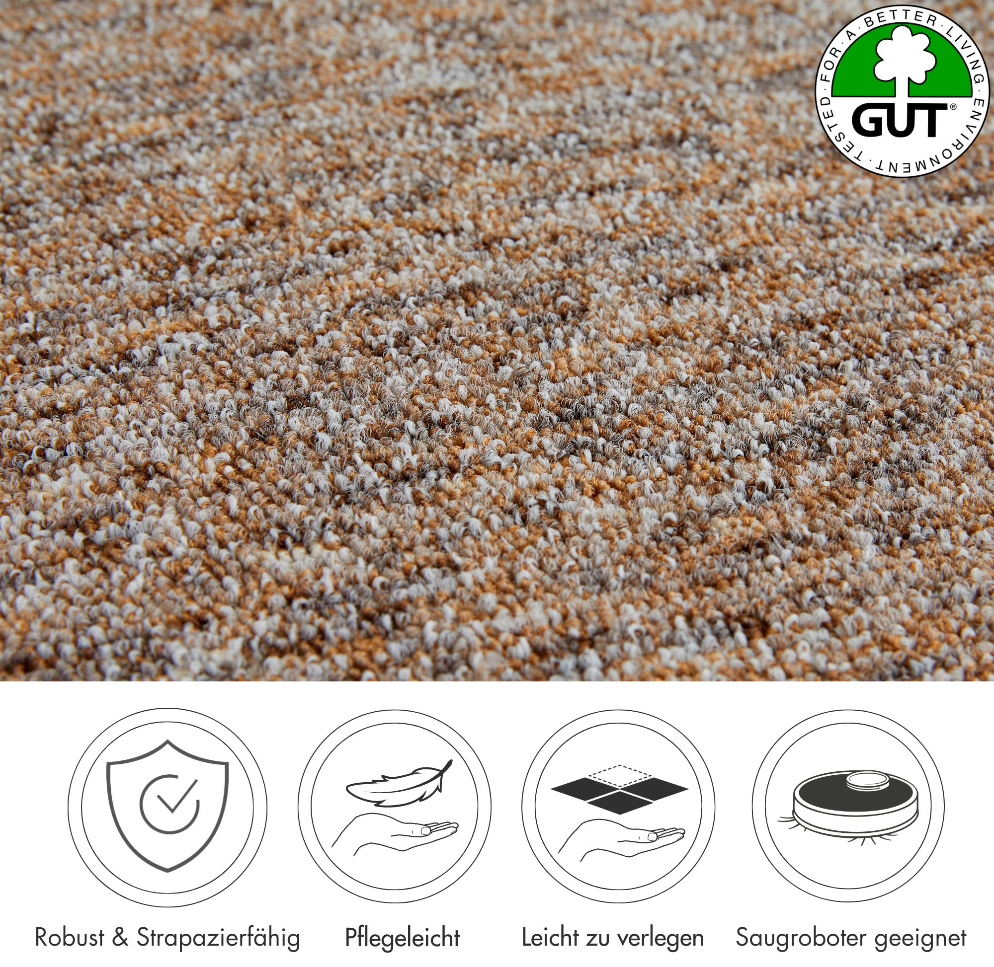 Andiamo Teppichboden »Gambia, Feinschlinge, Made in Belgium«, rechteckig, 7,2 mm Höhe, meliert, Breite 400 cm oder 500 cm, strapazierfähig, pflegeleicht