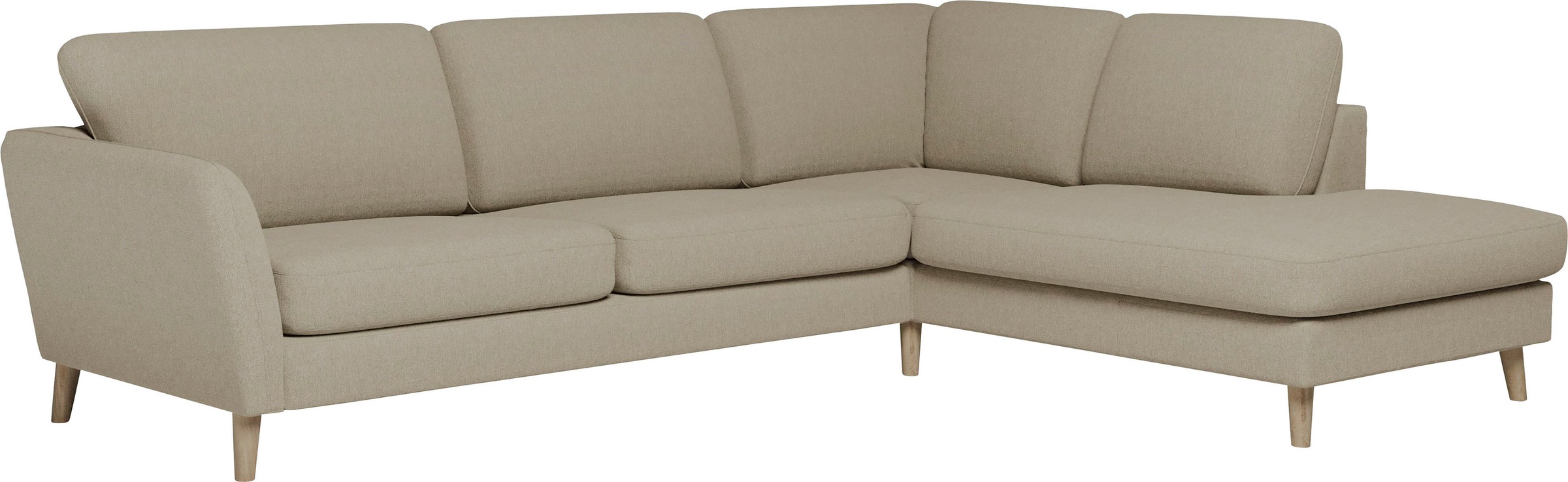 Home affaire Ecksofa »MARSEILLE 278/202 cm, L-Form, Ottom. rechts/links, verschiedene Bezüge«, Massivholzbeine Eiche, Landhausstil, Wellenunterfederung