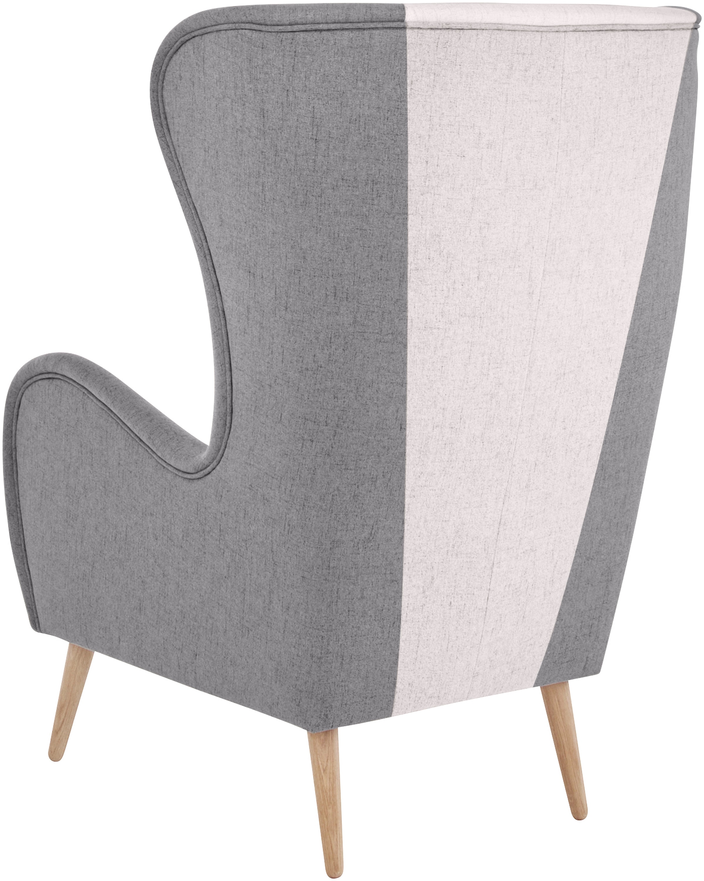 Guido Maria Kretschmer Home&Living Sessel »Salla Bezug Bouclé oder Struktur fein, Ohrensessel«, wahlweise mit oder ohne Hocker; grosser Sessel: Masse B/T/H: 78/94/118cm