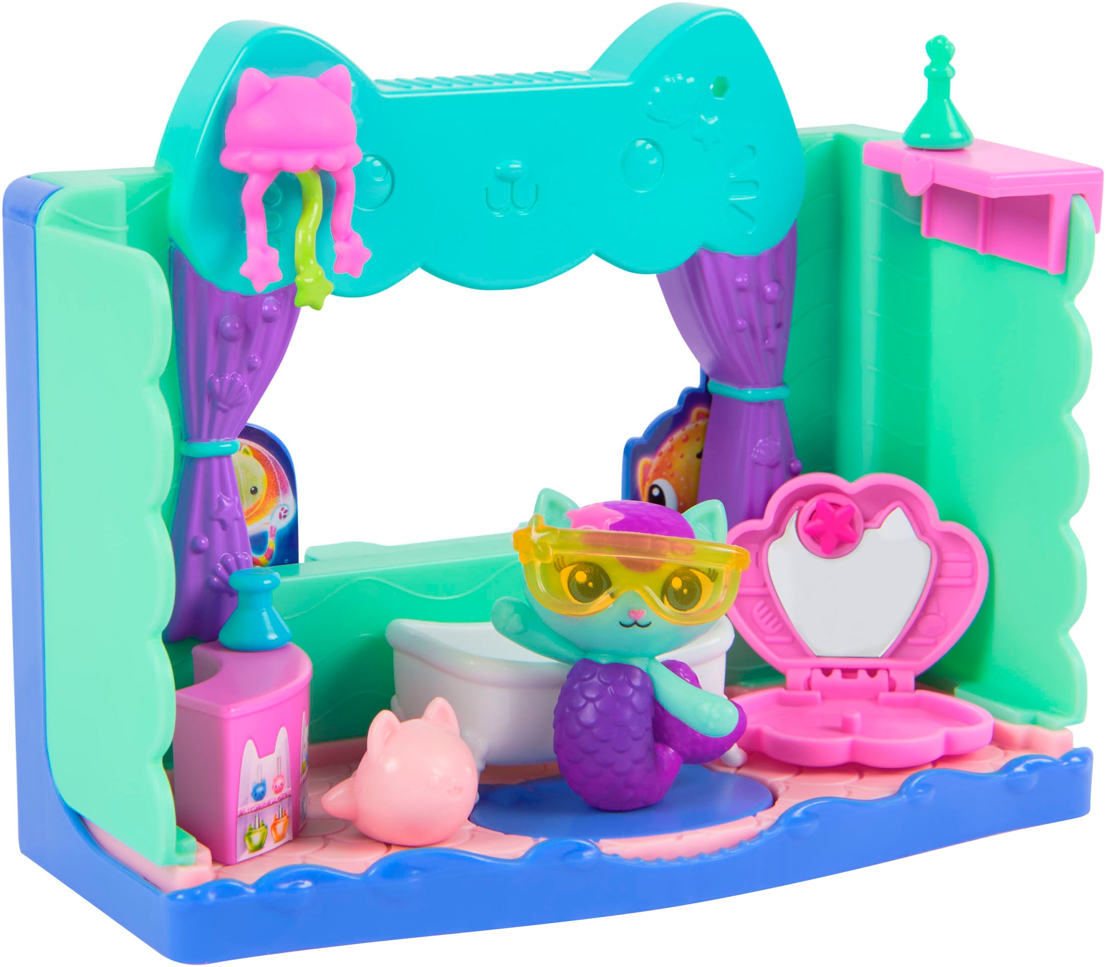 Spin Master Monde de jeu »Gabby’s Dollhouse: Der Film – Portal Raum Spa-tastisches Badezimmer« von Meerkätzchen; mit Katzenfigur