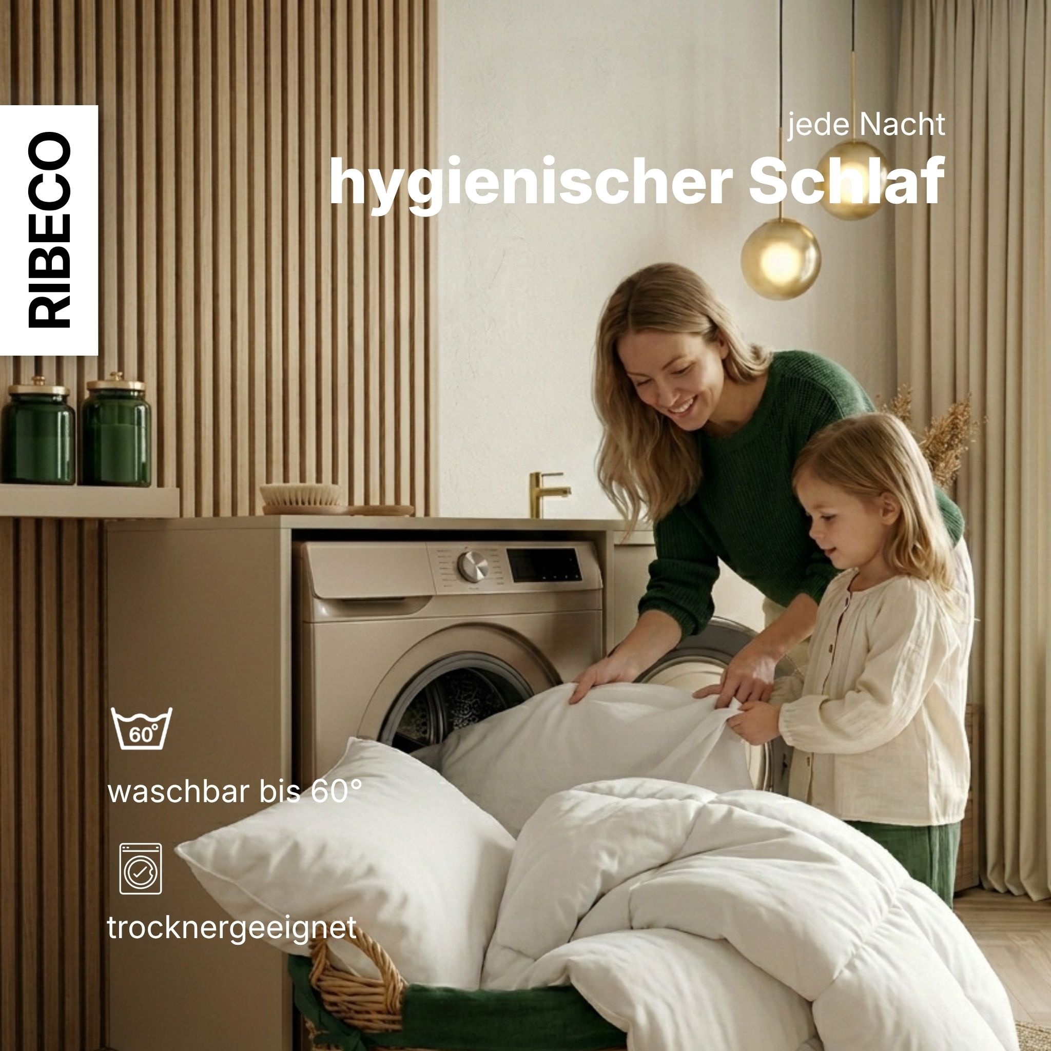 RIBECO Couette en duvet »Johanna, Bettdecke in 135x200 und 155x220cm und weiteren Grössen« léger Füllung 80 duvet 20 plumes 1 cuis tlg. meilleure vente, duvet et plumes, couette en duvet, couette en plumes, fabriqué en Allemagne