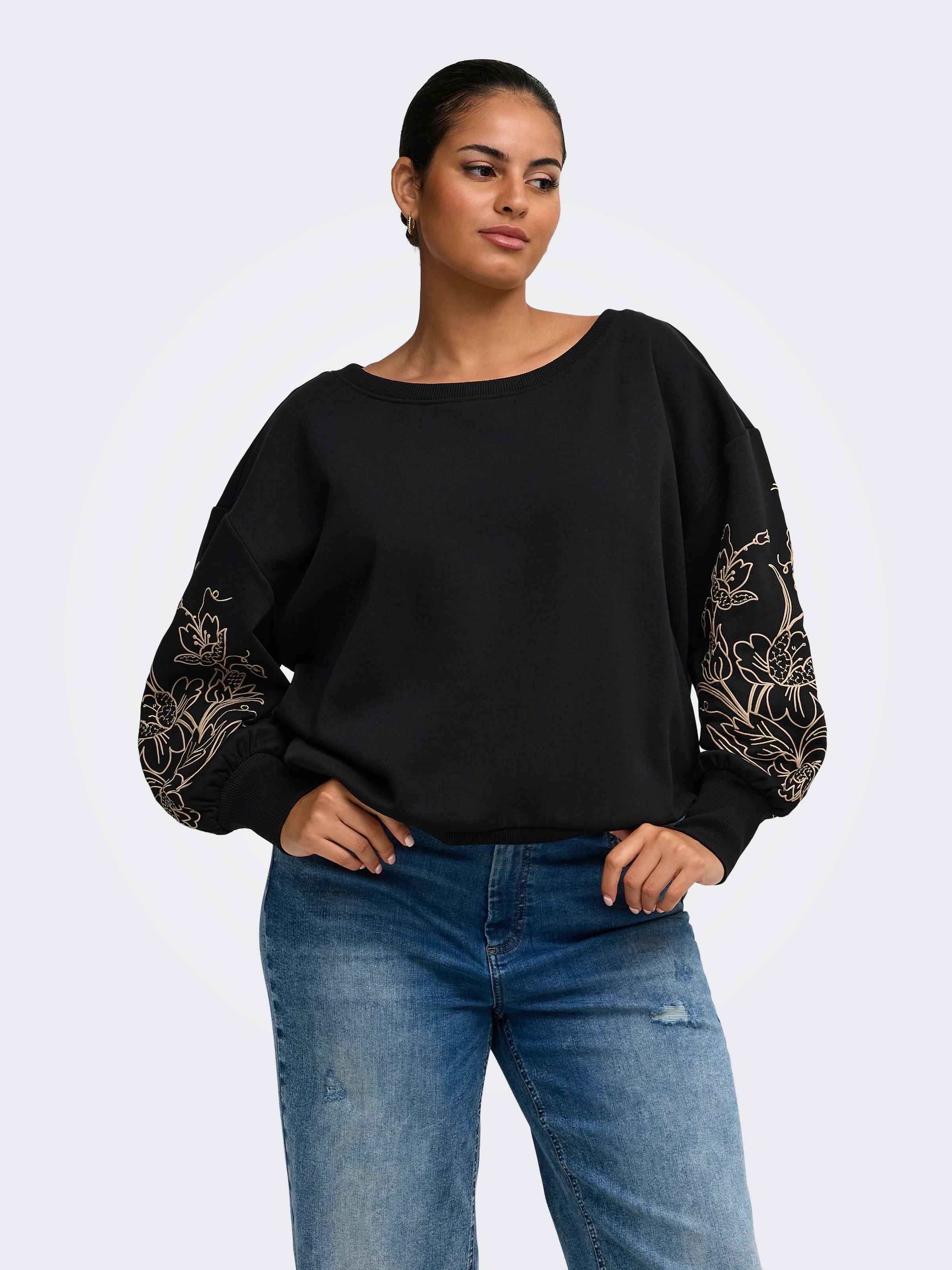 ONLY CARMAKOMA Sweatshirt »CARDEBORAH L/S BOATNECK SWEAT JRS«, Baumwollmischung, regular fit
