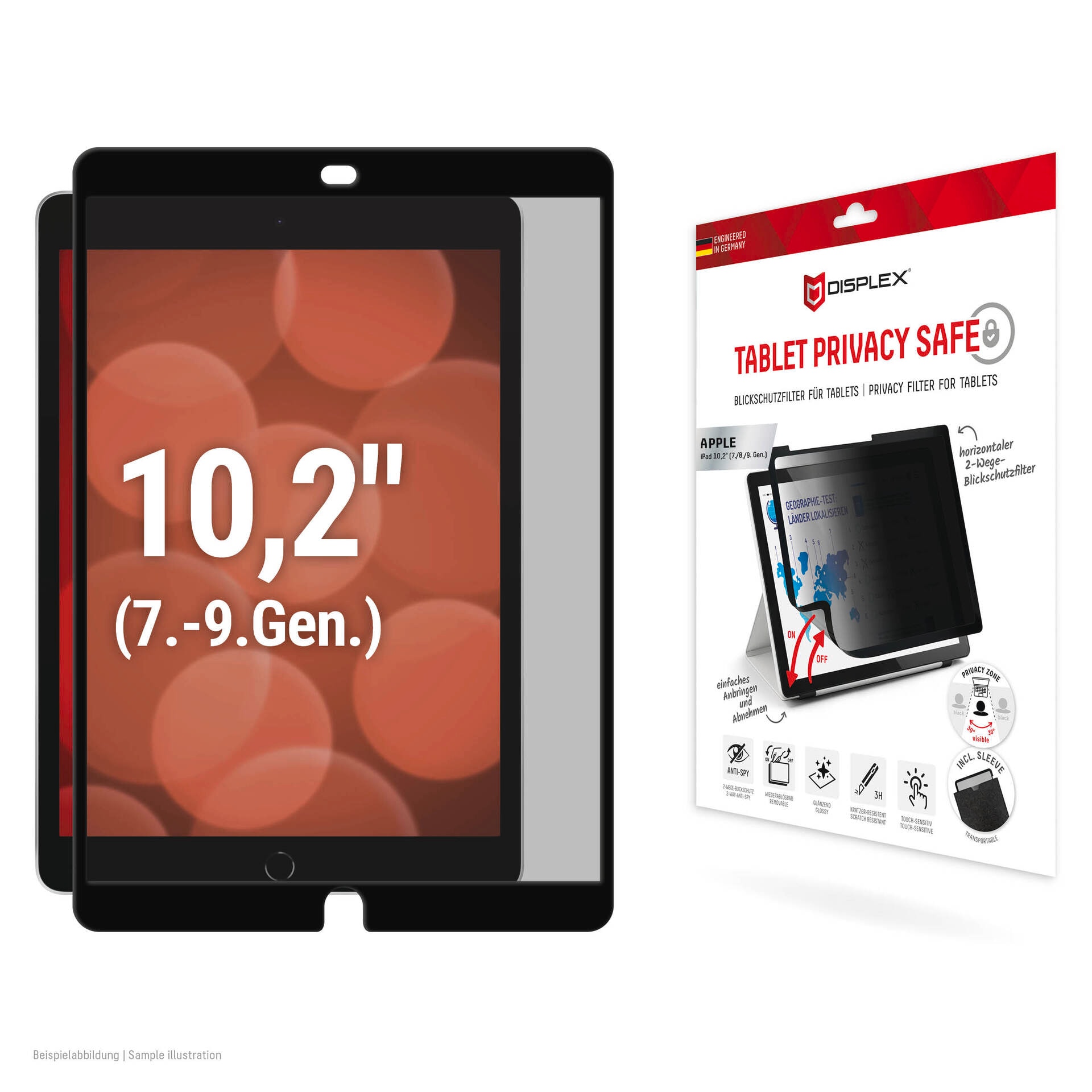 Image of Displex Displayschutzfolie "Tablet Privacy Safe" für Apple iPad 10,2 (7/8/9 Gen) Blickschutzfolie, Schutzfolie, Bildschirmschutz, kratz- & stossfest