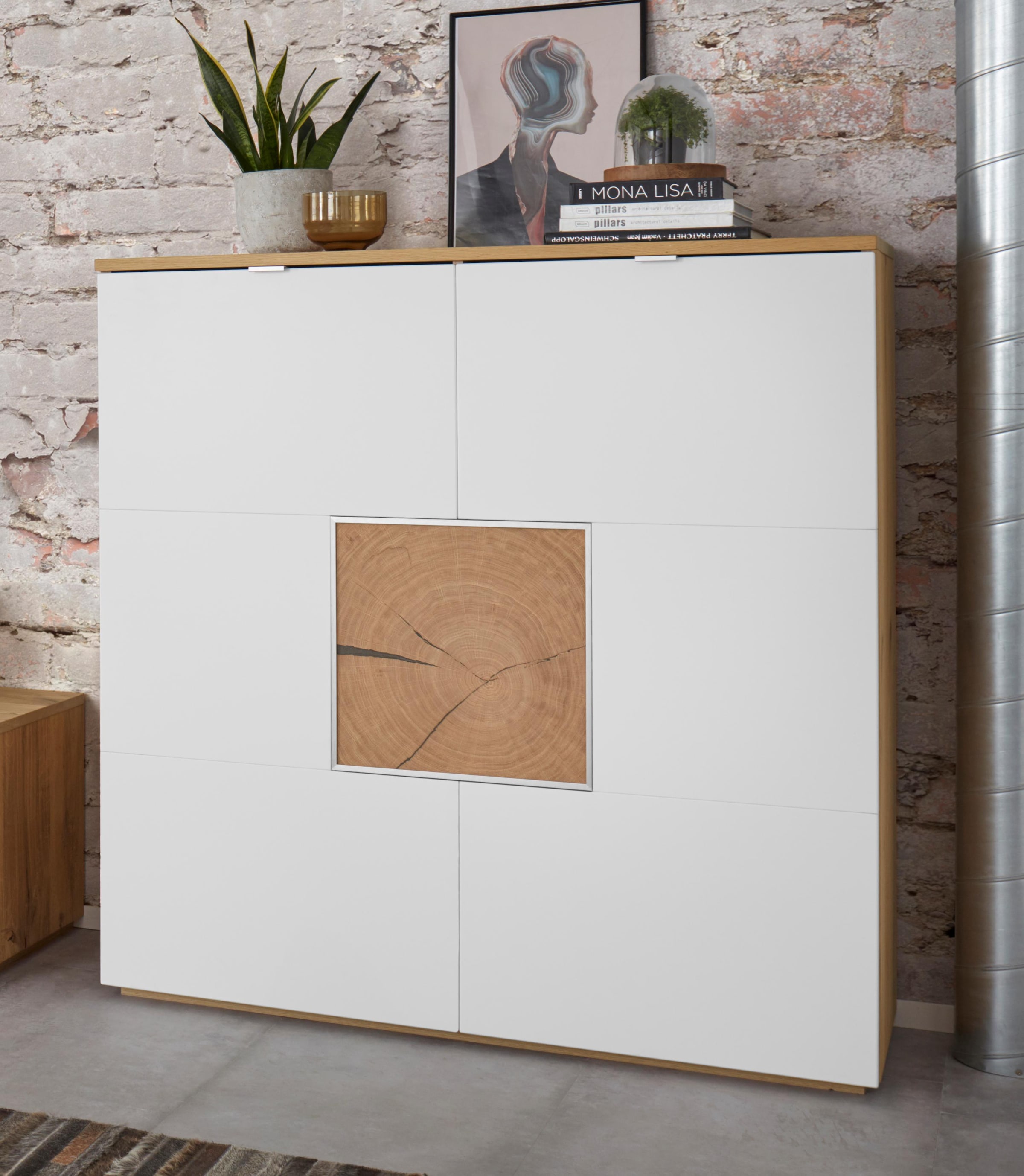 Image of VOGL Möbelfabrik Highboard Breite 114 cm mit Hirnholzelement