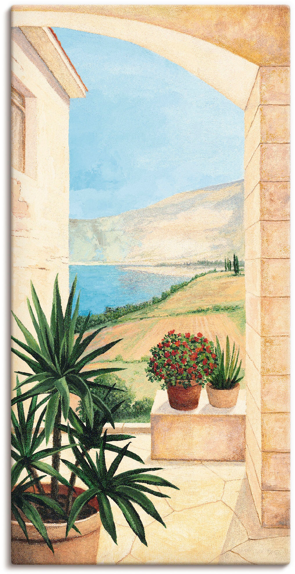 Image of Artland Leinwandbild "Blick auf Toskanalandschaft" Fensterblick 1 Stk. tlg. auf Holzrahmen gespannt