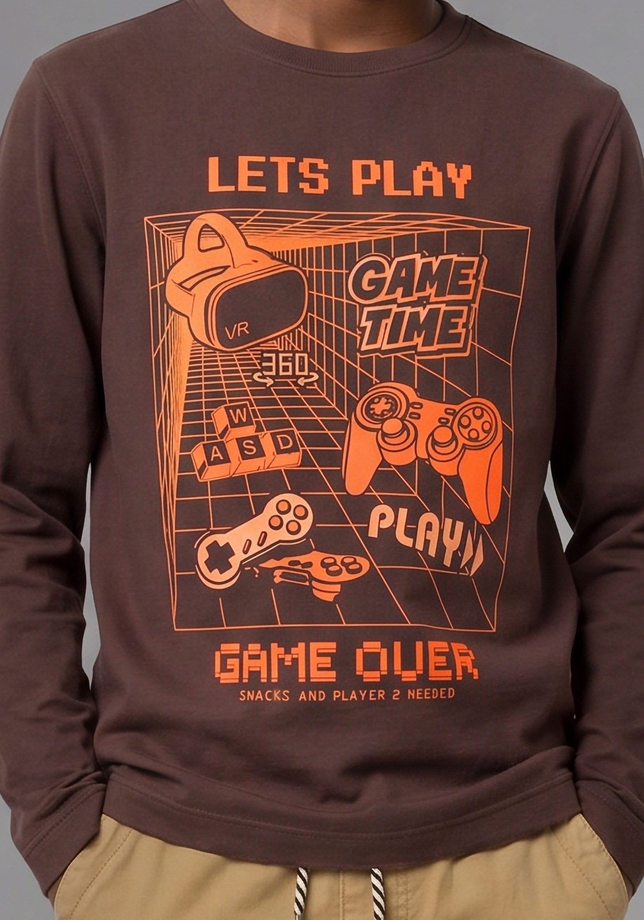 KIDSWORLD Langarmshirt »Gamer-Shirt: LETS PLAY  - GAME OVER« Gamer-Shirt, langarm, Basic-Stil, für Alltag und Freizeit