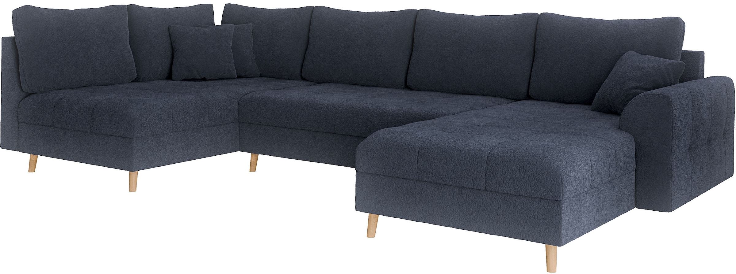 Home affaire Wohnlandschaft »CHARRE U-Form mit Ottomane, Masse B/T/H: 310/161/81 cm«, feine Steppung, lose Rücken- und Zierkissen, auch in Cord und Bouclé