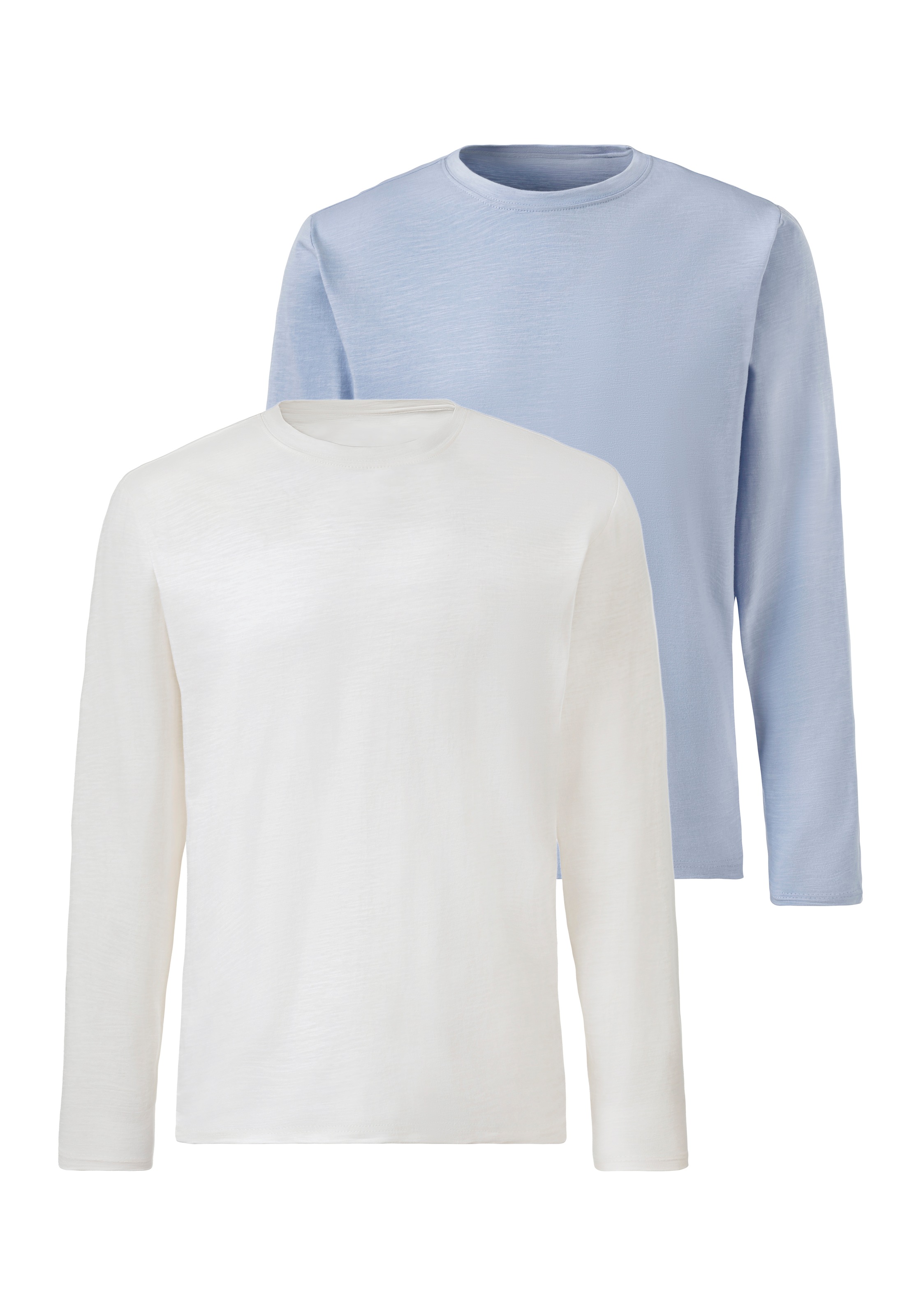 John Devin Langarmshirt »mit Struktur«, (2er-Pack), Longsleeve in hochwertiger slub-yarn Qualität