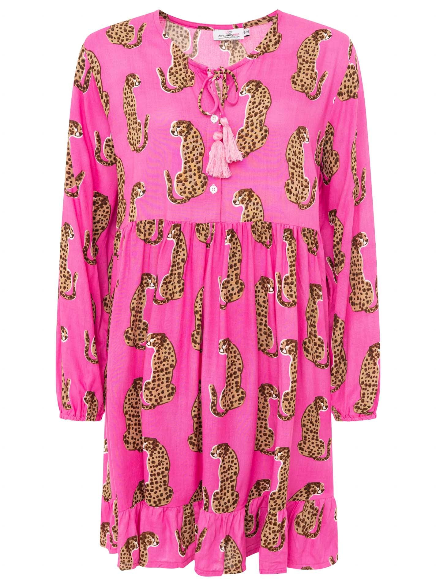 Zwillingsherz Robe en sweat »"Loevely Leopard"« Leopardenmotiv, mit Tassel, lange Ärmel, figurumspielend