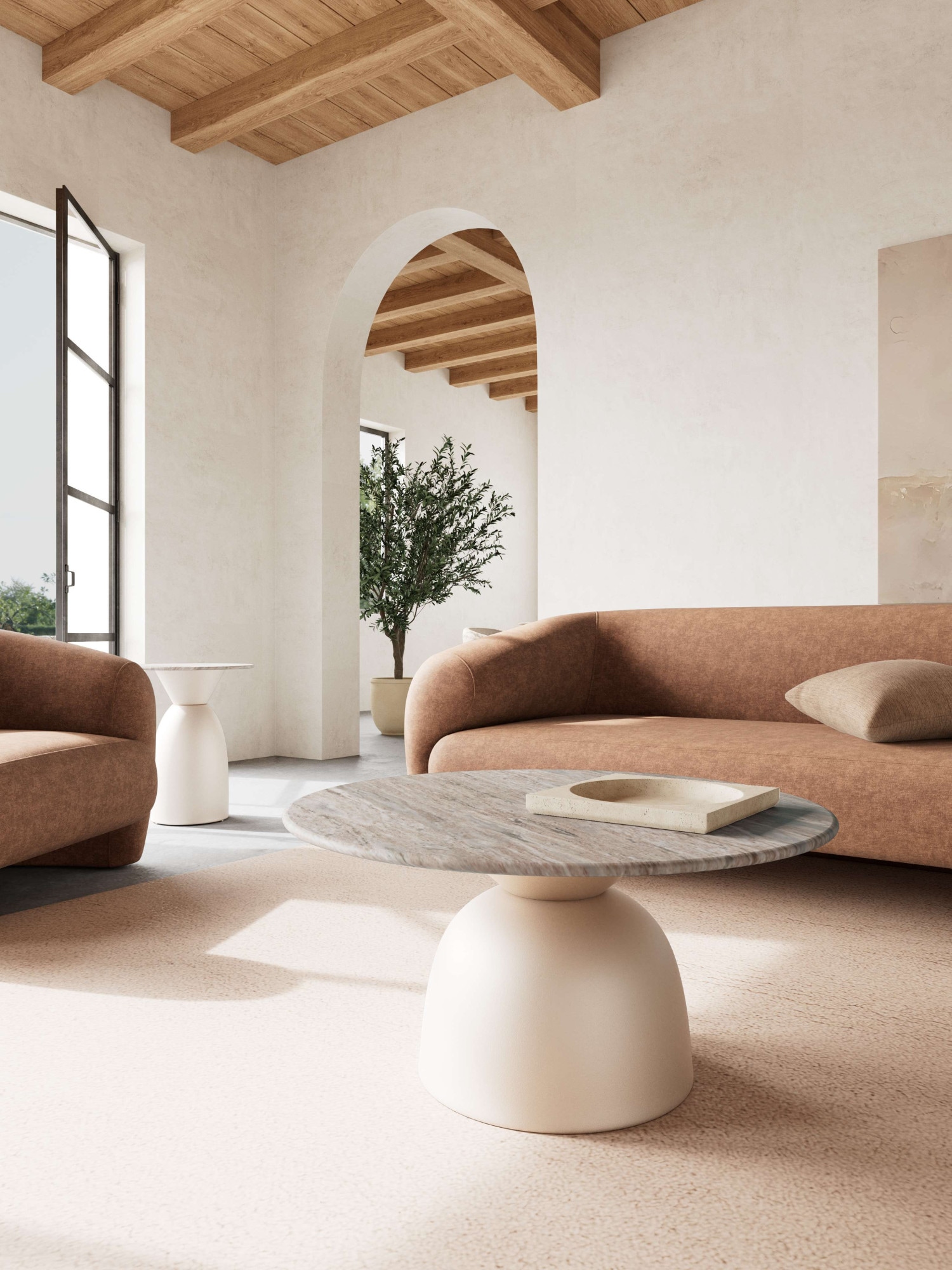 ACTONA GROUP Couchtisch »Ferrol, Tisch, Beistelltisch« grau, Marmor, Säule, 80x42cm