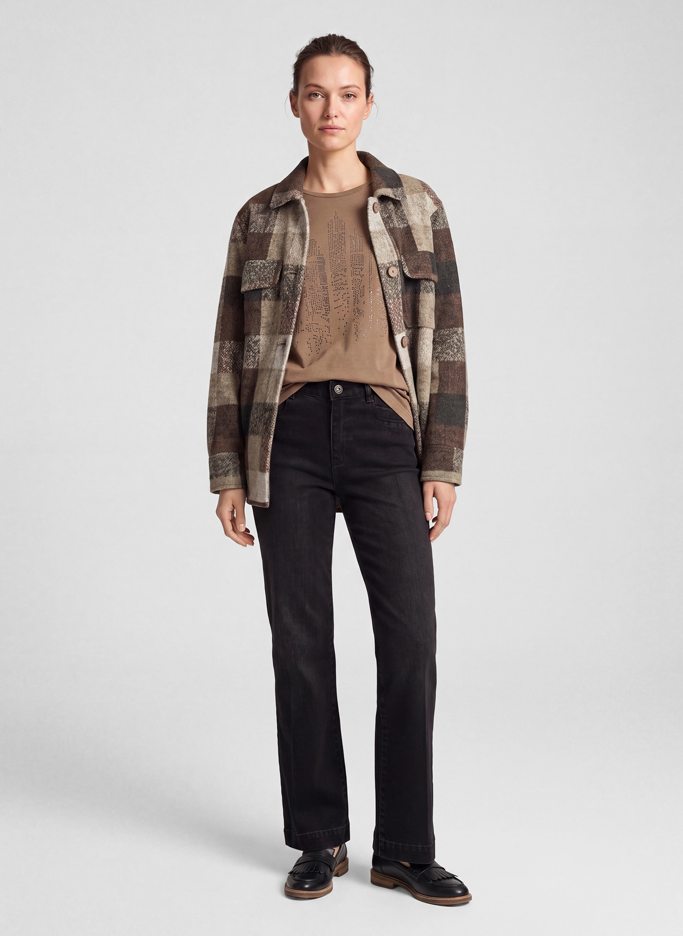 Rabe Veste chemise sans capuche im Karo-Look und mit Knopfleiste