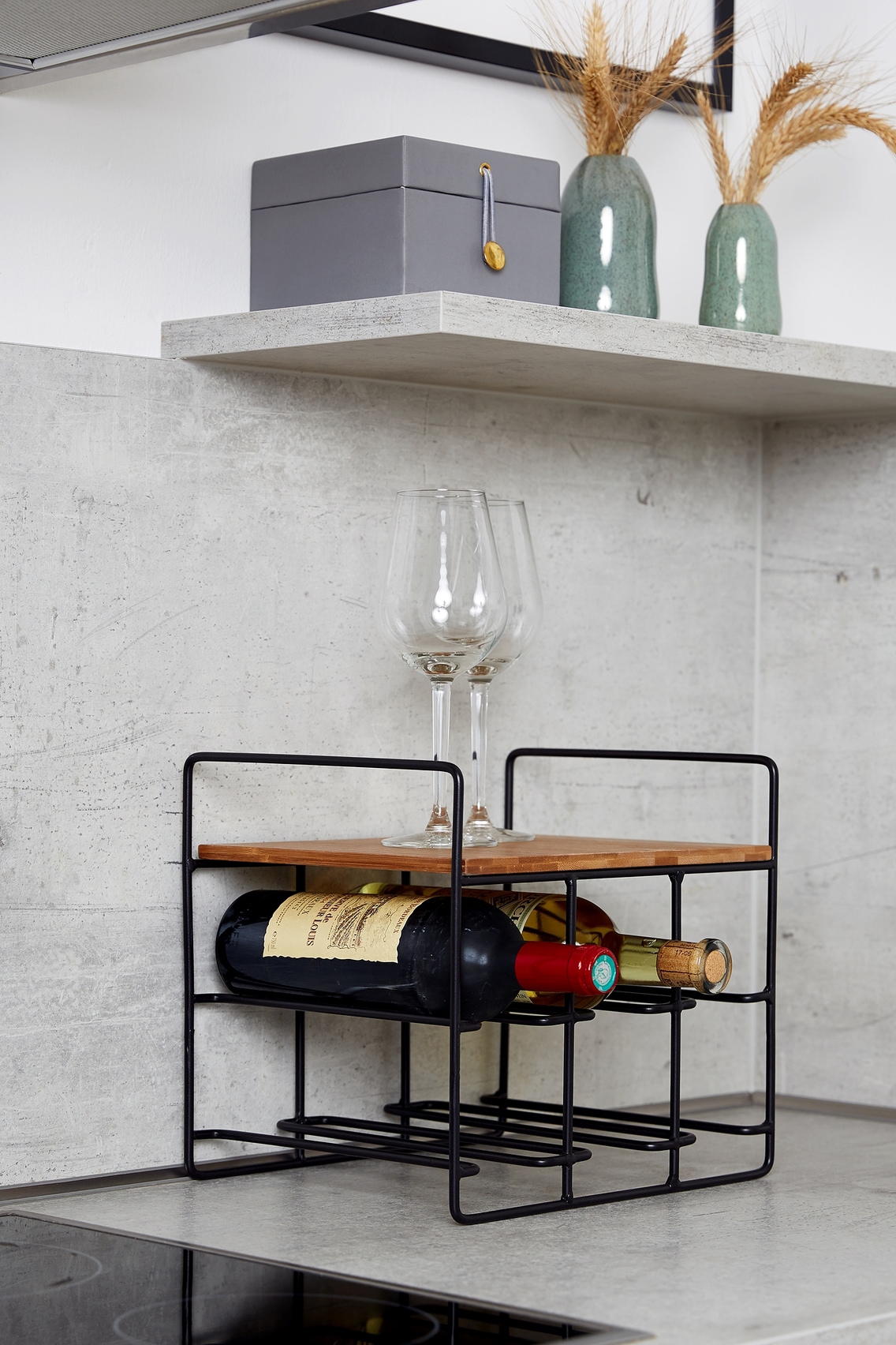 ♕ WENKO Weinflaschenhalter »Loft«, für 6 Flaschen, Metall in Kombination  mit Bambus versandkostenfrei auf