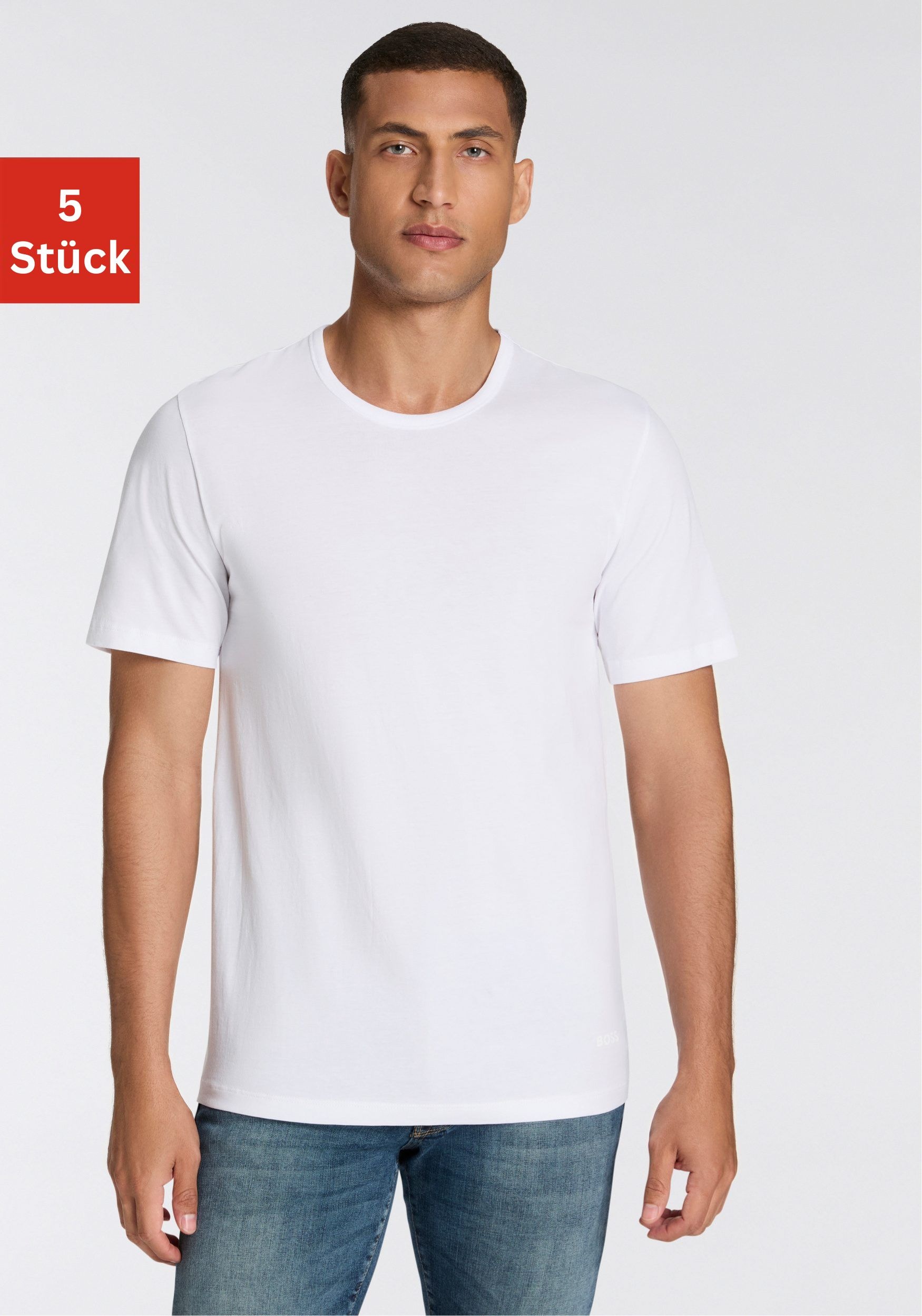 Image of BOSS T-Shirt "5 Pack Authentic" 5 Stk. Basic, Rundhals Sparpackung Set Logo