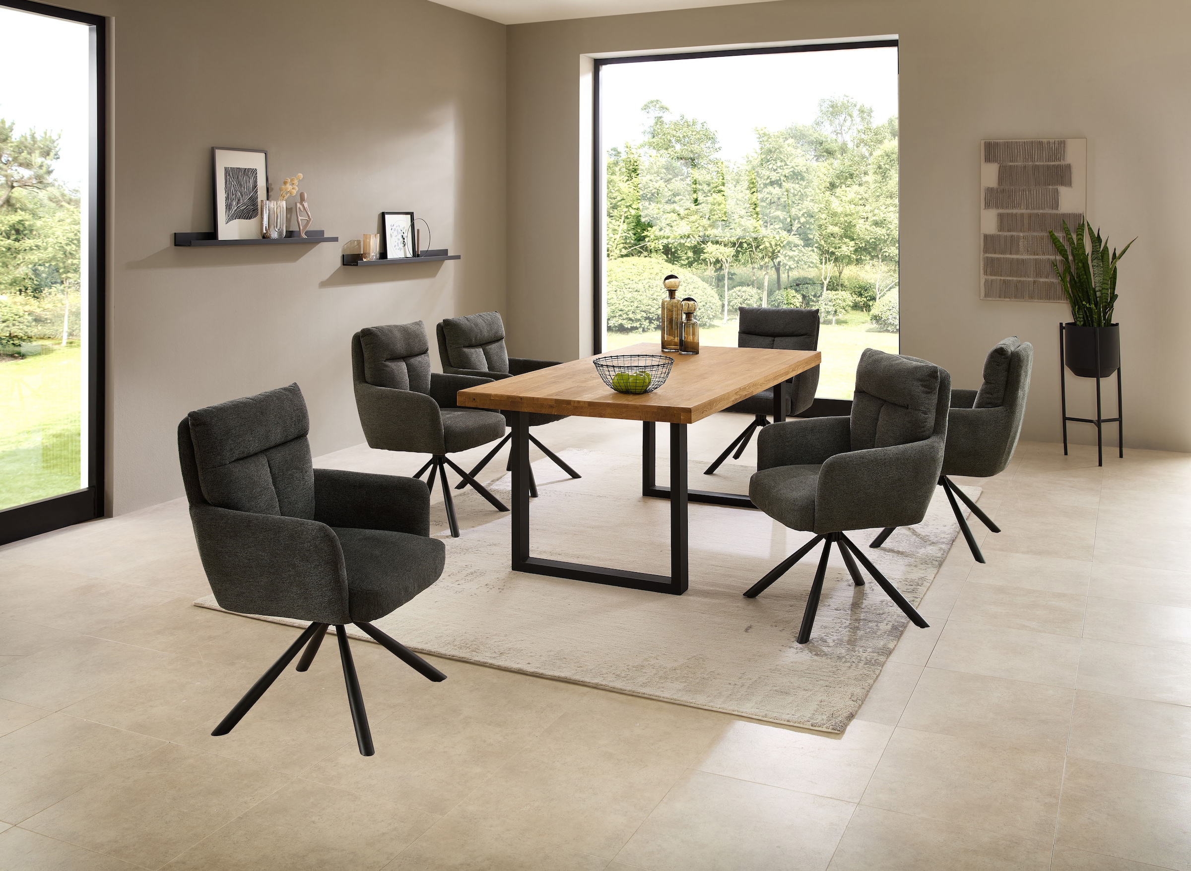 Stolkom Table de salle à manger »Chris Esszimmertisch Eiche Massivholz, BxHxT 110x47x70 cm« Gerade Kante, Industrial Style Eiche Massivholz