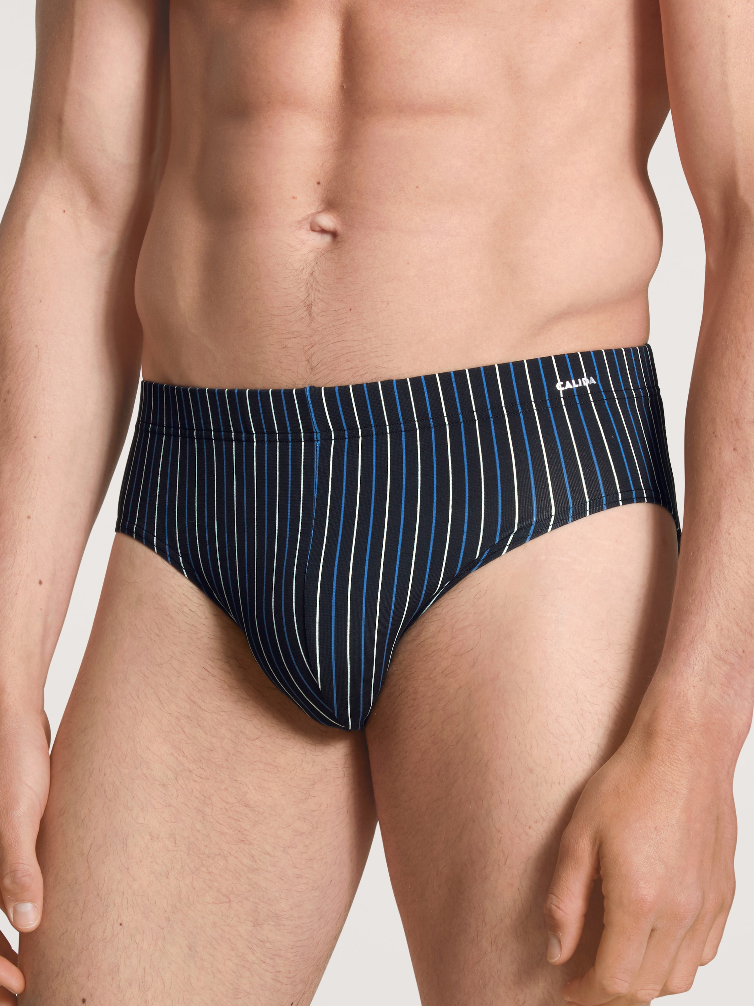 Image of CALIDA Slip "Cotton Code" weicher Elastikbund, Baumwollmix, Streifen-Design