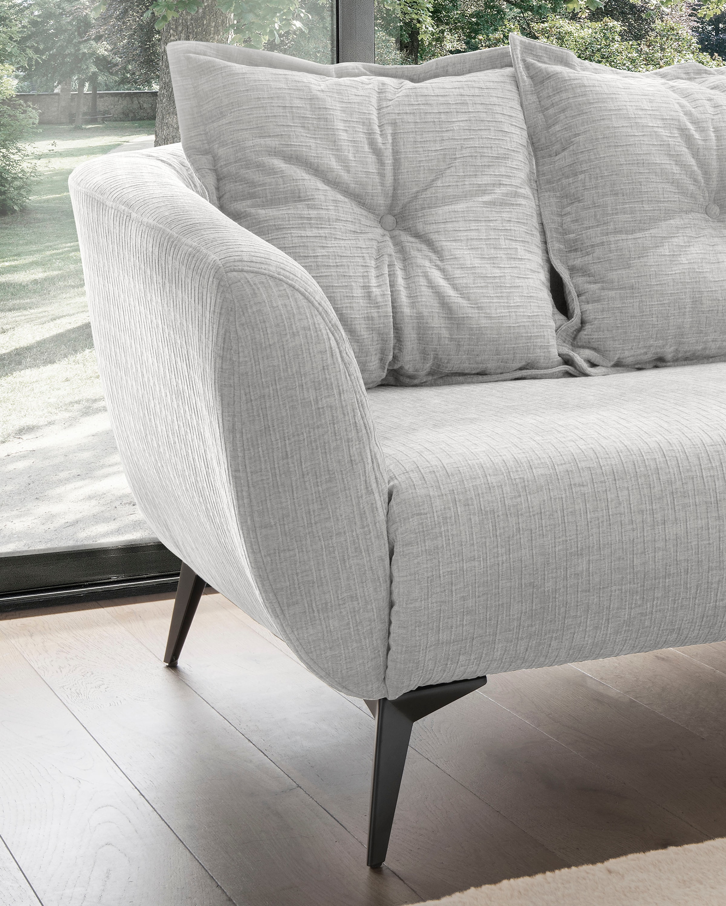 Home affaire 2,5-Sitzer »Baggio, Breite 196 cm zeitlos & elegant, bequem« schwarze Metallfüsse