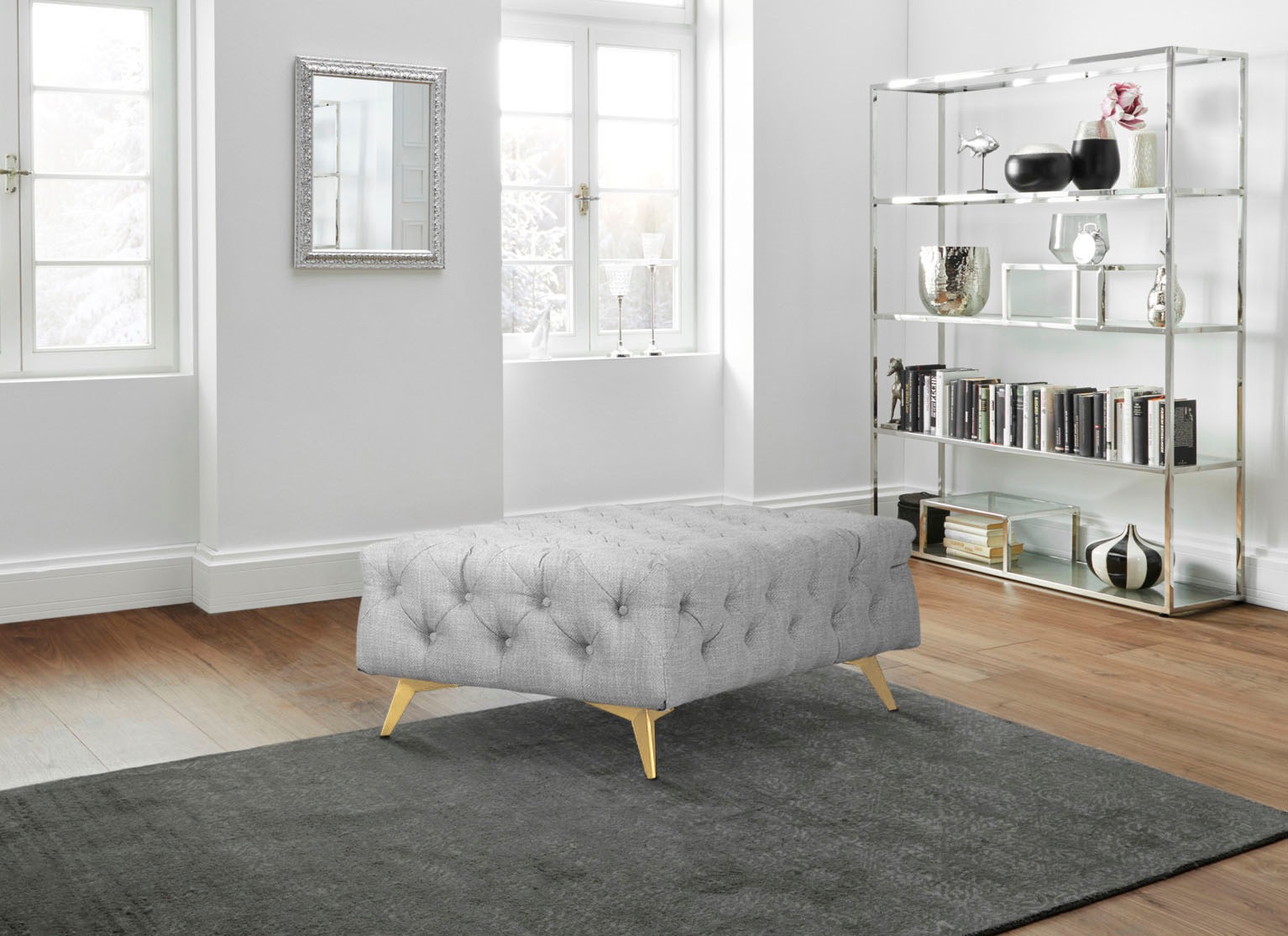 Home affaire Polsterhocker »Glynis« aufwändige Knopfheftung, moderne Chesterfield Optik, Fussfarbe wählbar