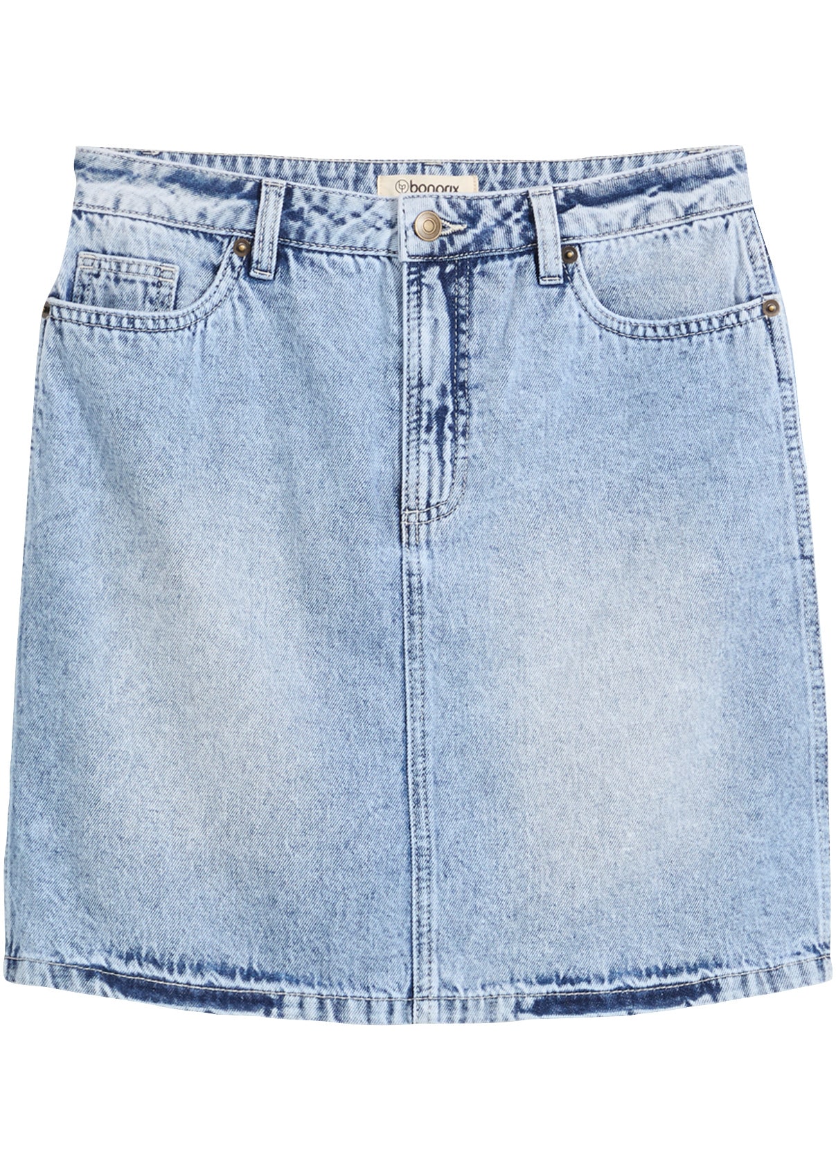 bonprix Jeansrock regular fit, mit hinterem Schlitz, aus Baumwolle