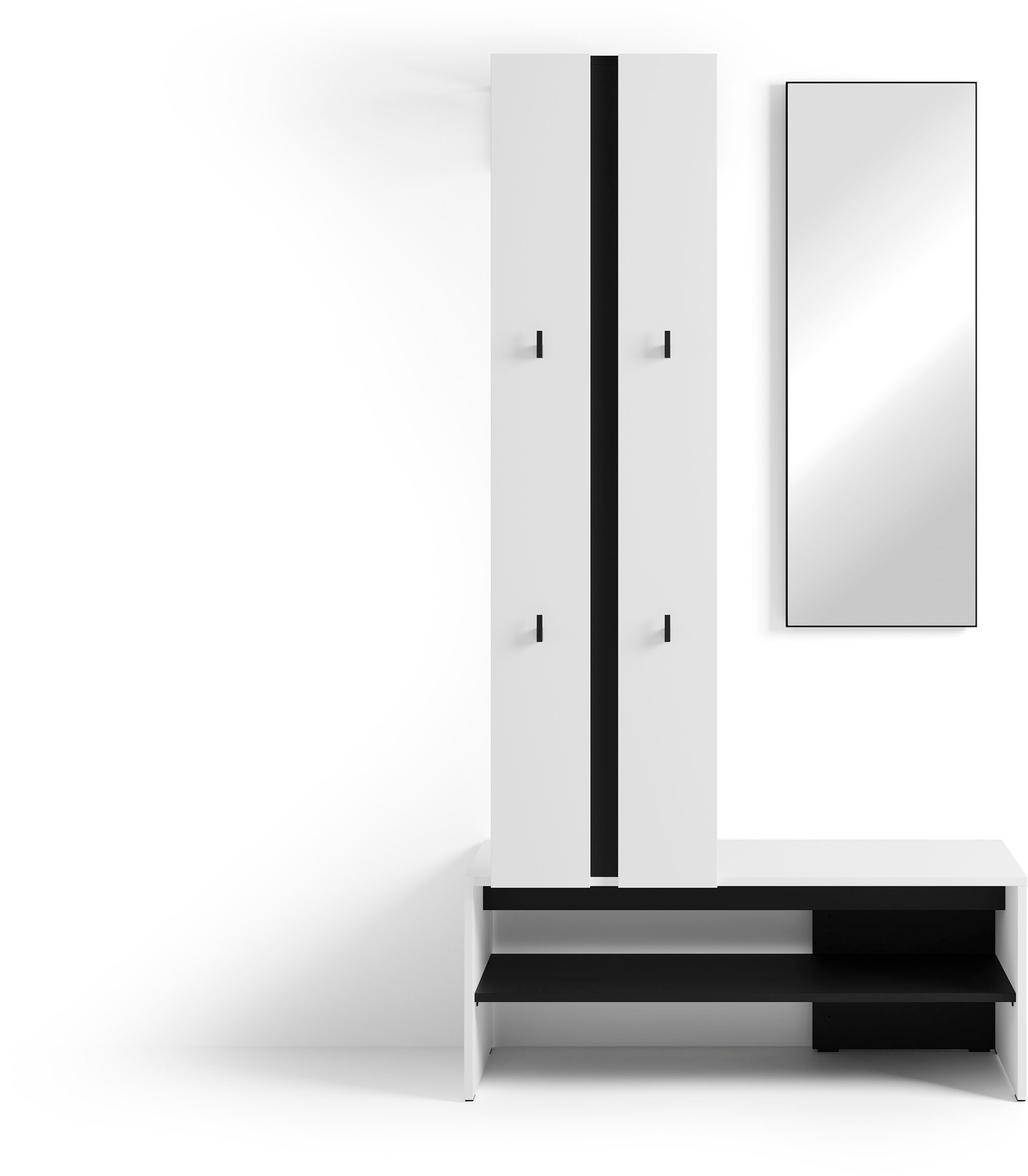 Image of byLIVING Kompaktgarderobe "Dielen - Set Nante" 2 Stk. tlg. maximale Ordnung auf wenig Fläche mit Spiegel, Kleiderstange und Haken
