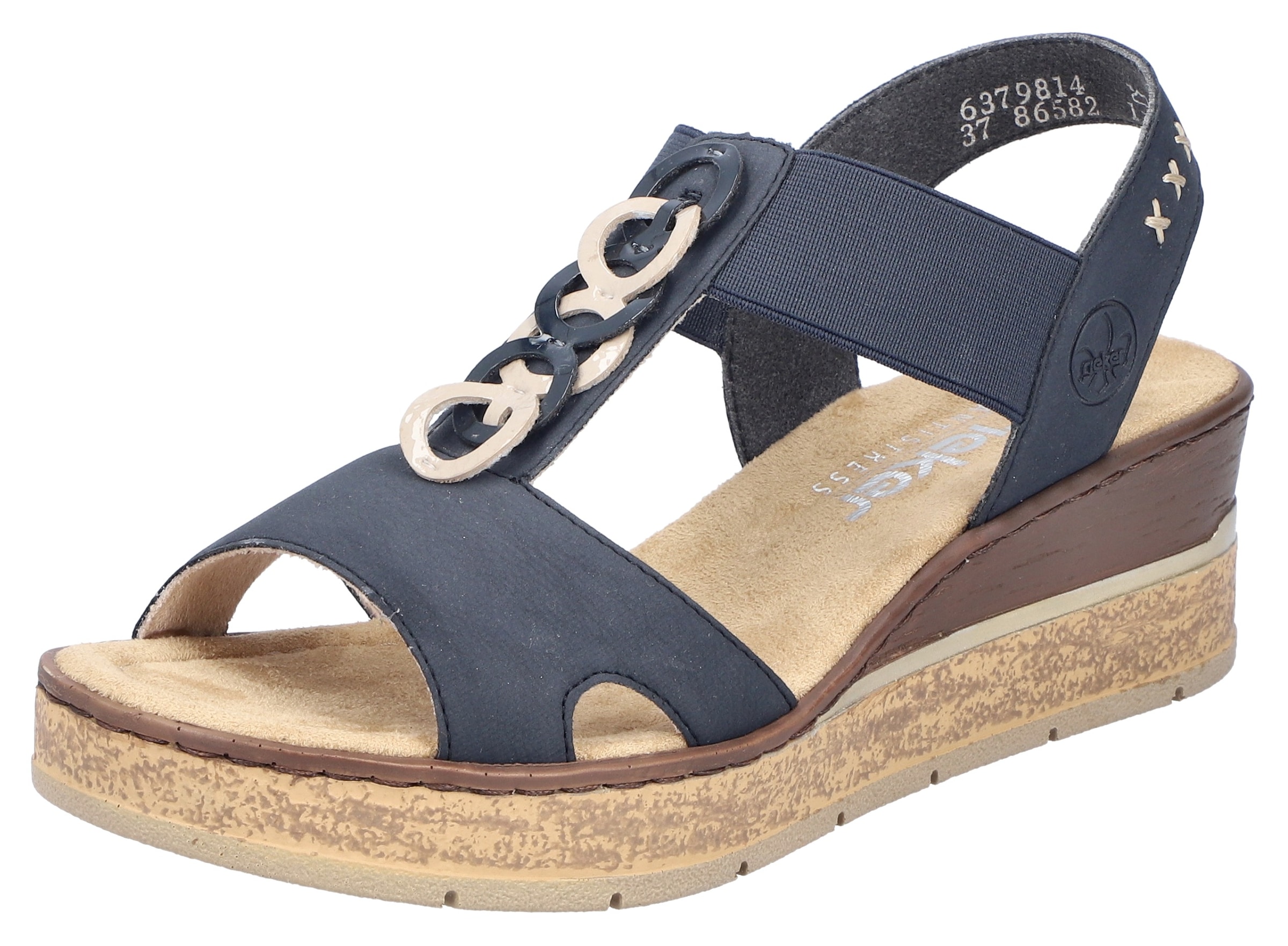 Image of Rieker Keilsandalette Sommerschuh, Sandale, Plateausandale mit Gummizug für guten Sitz