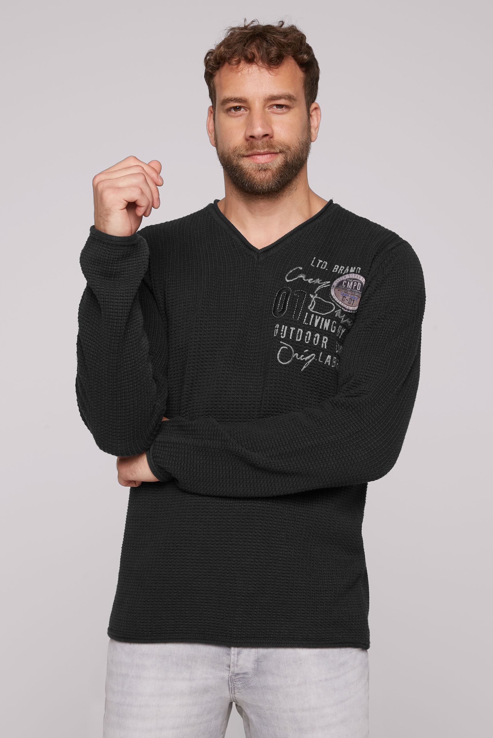 CAMP DAVID Strickpullover, mit Logo Print