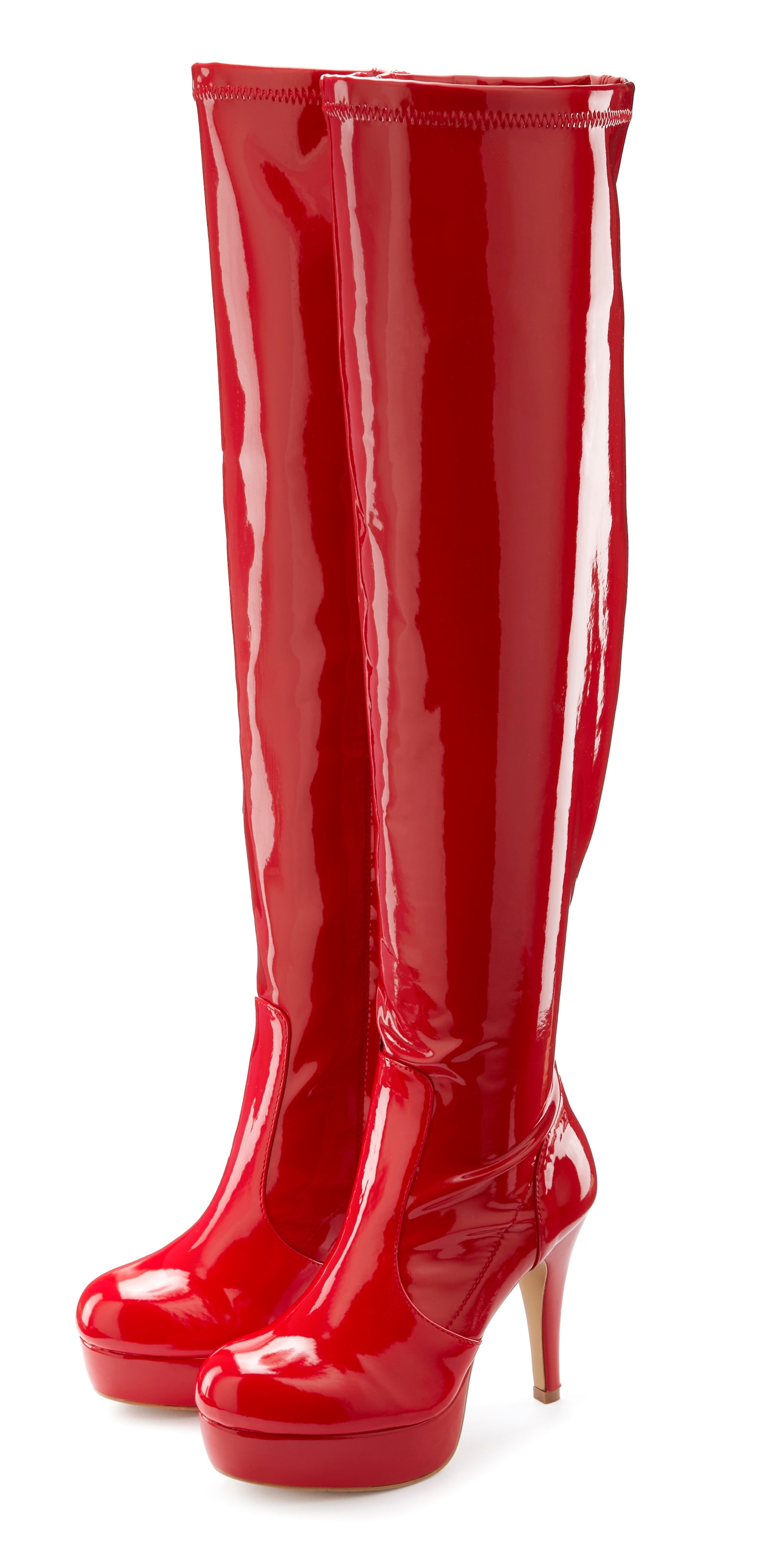 Image of LASCANA Belle Affaire Overkneestiefel "High-Heel-Stiefelette mit Plateau," in erotischer Lack-Optik
