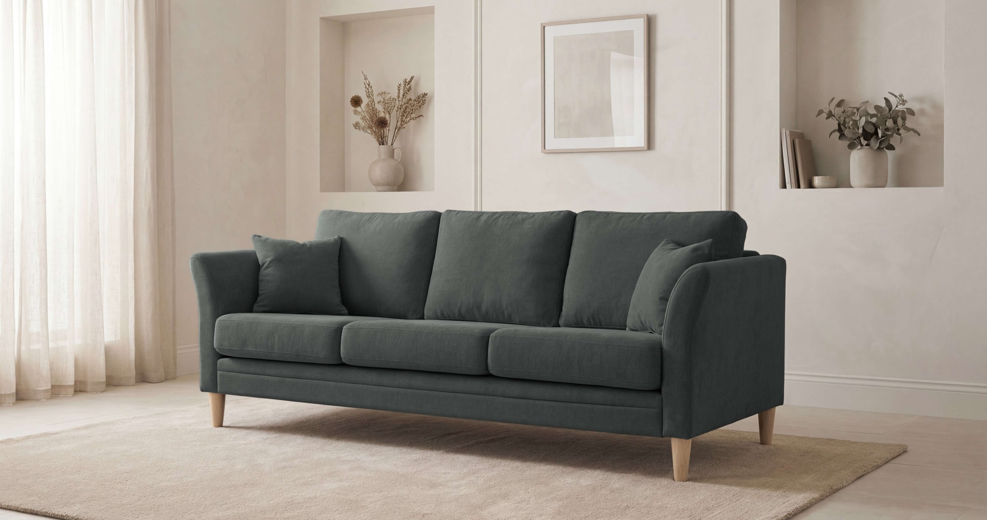 Image of Home affaire 3-Sitzer "Arellano, Breite 217 cm" klassisches Design, 2 Zierkissen inklusive, Webstoff fein, Chenille