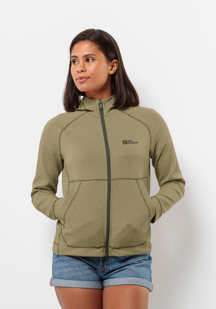 Image of Jack Wolfskin Kapuzenfleecejacke "FERNWEH HOODED JKT W" mit Kapuze mit fest verbundener Kapuze, elastisches Material