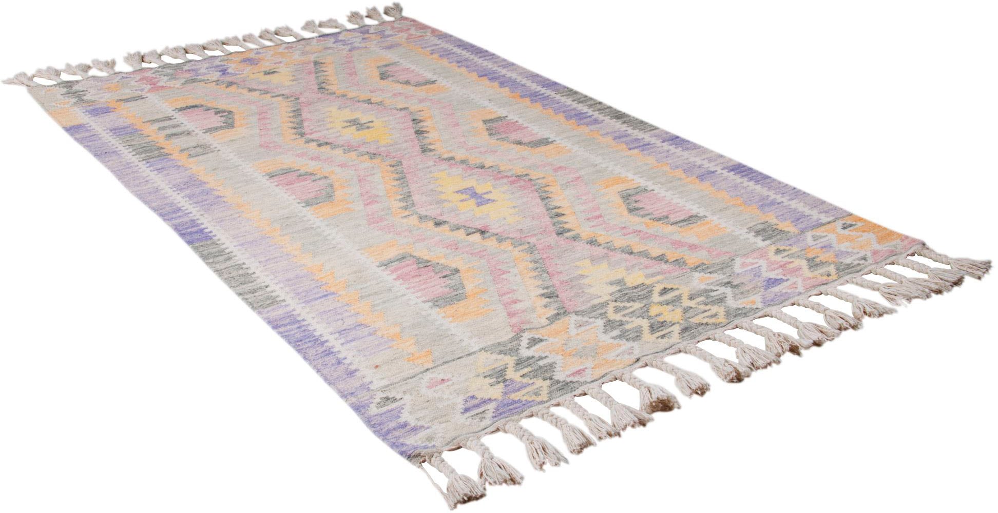 Image of TOM TAILOR HOME Wollteppich "Vintage Classic Kelim" rechteckig 5 mm Höhe reine Wolle, handgewebt, mit Fransen, Boho-Style