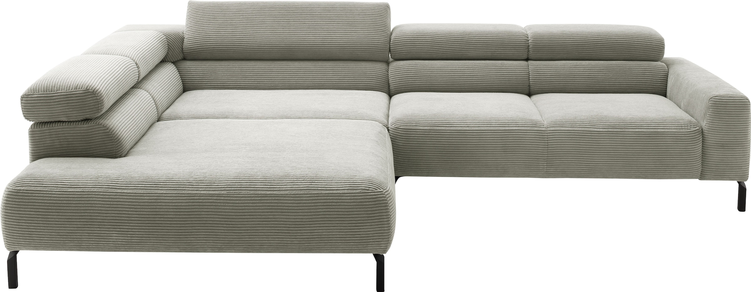 Home affaire Ecksofa »Antonelli, L-Form,  incl. Kopfteilverstellung, Breite 312 cm« ohne Sitztiefenverstellung, in Cord, stone