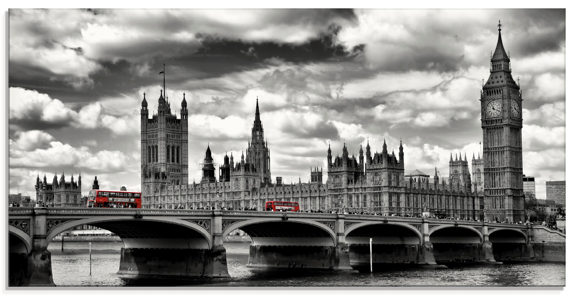 Image of Artland Glasbild »London Westminster Bridge & Red Buses«, Grossbritannien, (1 St.) bei Ackermann Versand Schweiz