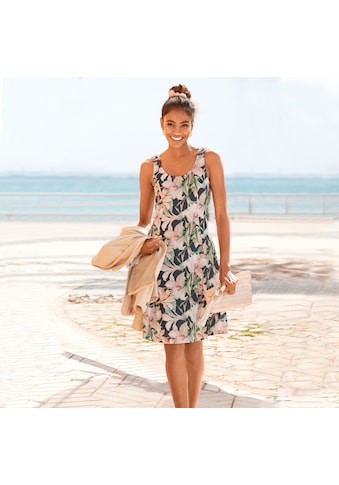 Sommerkleid, mit tiefem Rückenausschnitt im Blumenprint, Minikleid, Strandkleid