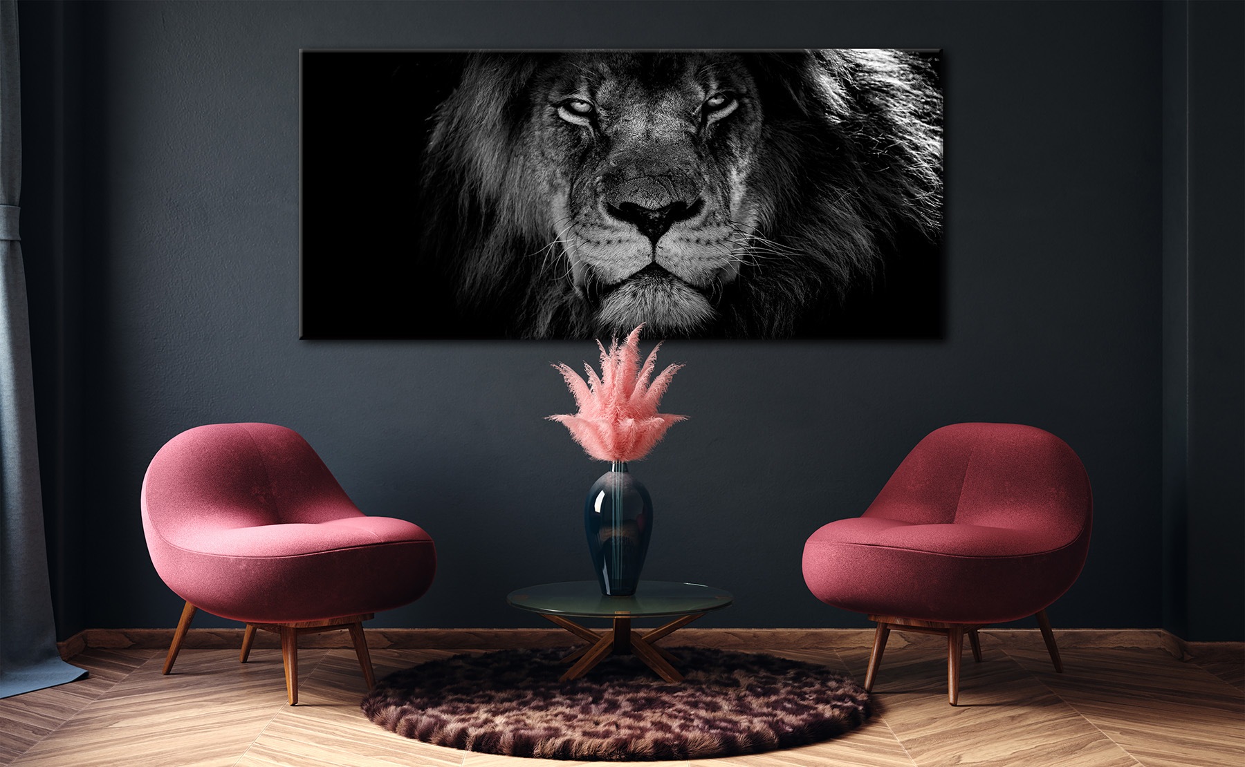 Bönninghoff Leinwandbild »Wandbild LÖWENKOPF XXL 90x200 cm – Leinwandbild Keilrahmen Deko modern« Löwe | Löwen | Wildtiere 1 Stk. tlg. auf Keilrahmen gespannt