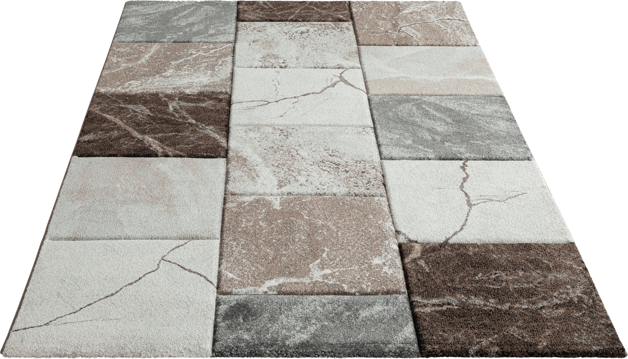 Image of my home Teppich »Natal«, rechteckig, 13 mm Höhe, weiche Haptik, Teppich in Marmor-Look, Hoch-Tief-Effekt, Karo-Muster, ideale Teppiche für Wohnzimmer, Schlafzimmer, Arbeitszimmer bei Ackermann Versand Schweiz