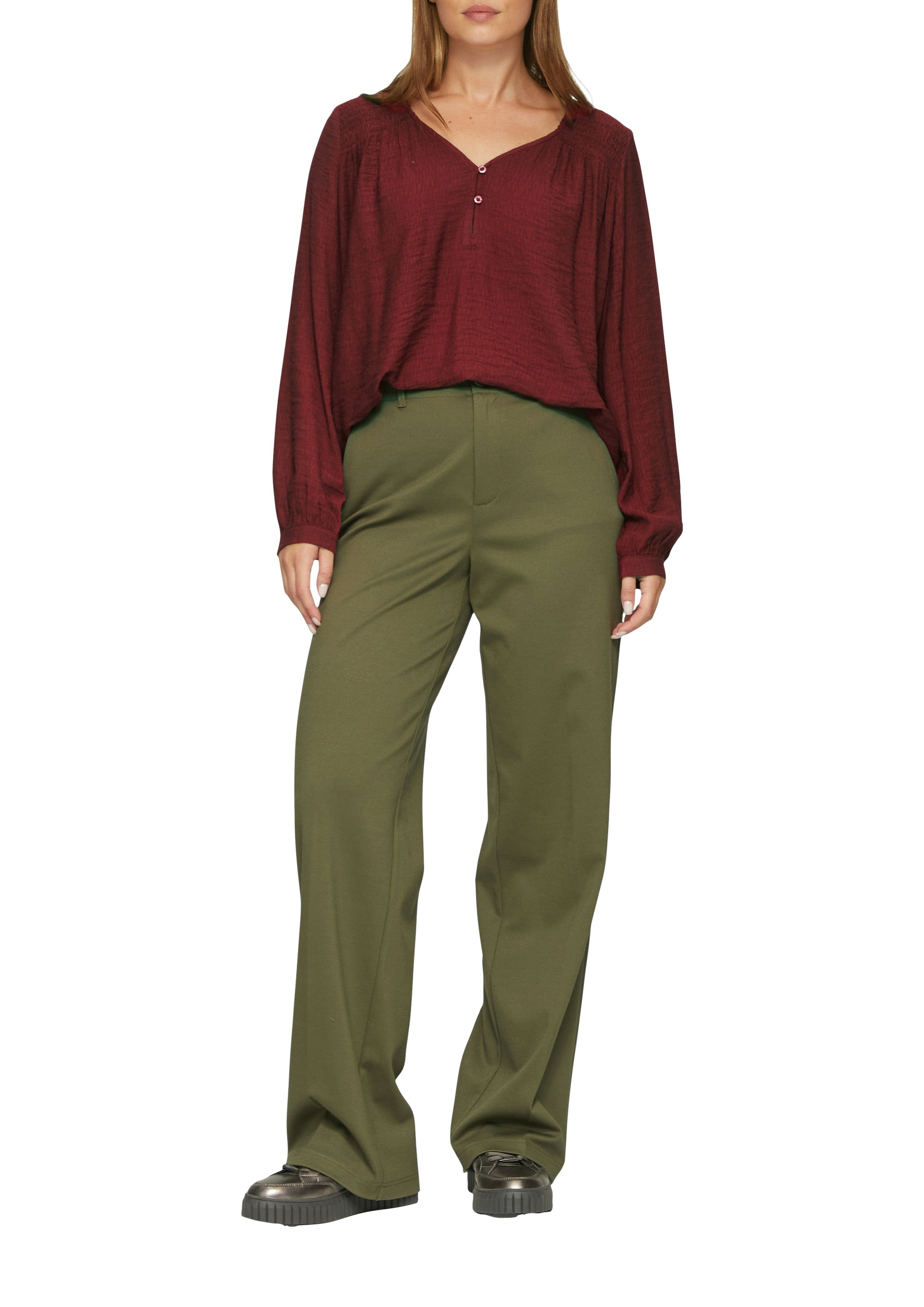 s.Oliver Blouse à manches longues avec détails smockés