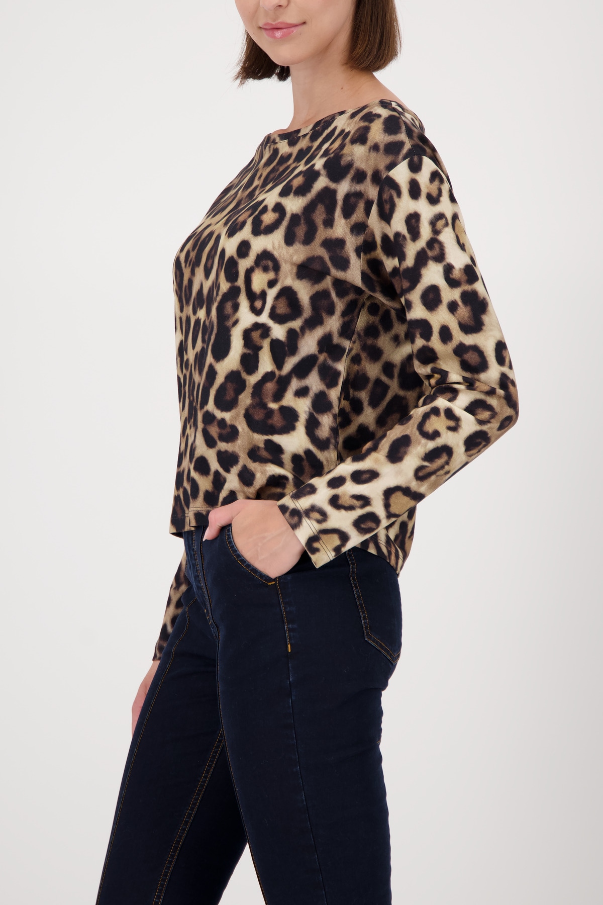 Monari Langarmshirt »Shirt Leodruck Allover«, Regular fit mit U-Boot-Ausschnitt