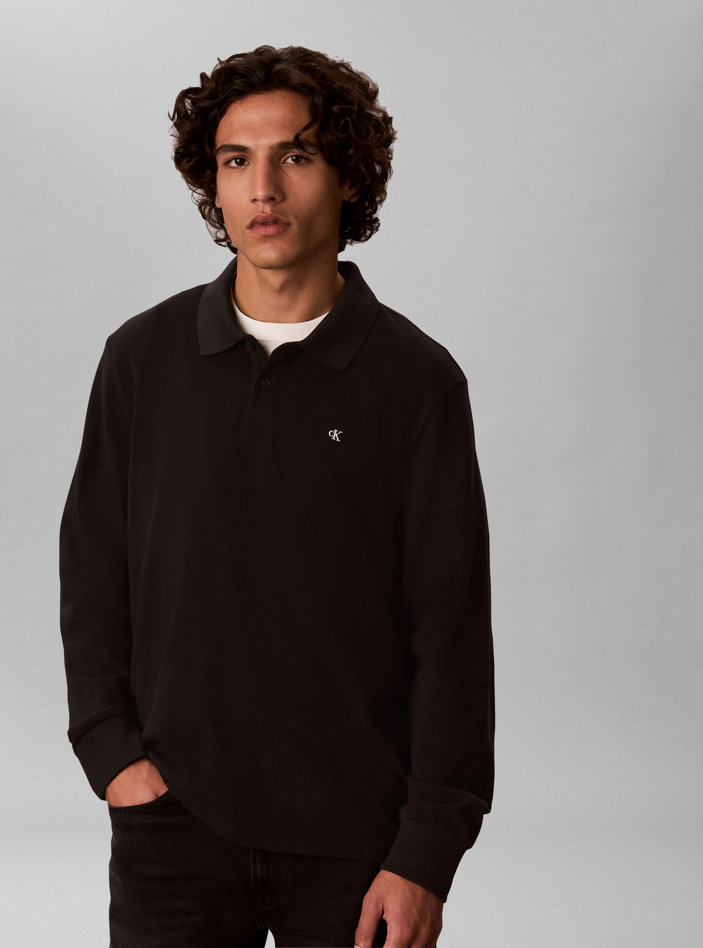 Image of Calvin Klein Langarm-Poloshirt "PIQUE EASY POLO" Regular fit mit Polokragen