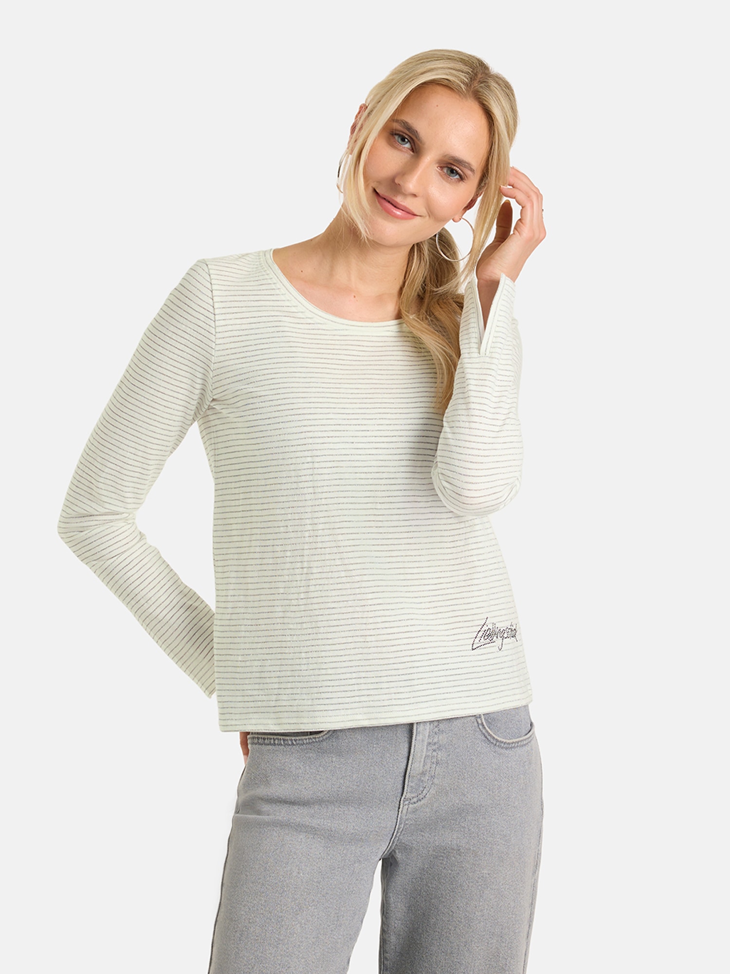 Image of Lieblingsstück Langarmshirt "FineL" mit Glanzfaden, Ärmelenden mit Schlitz
