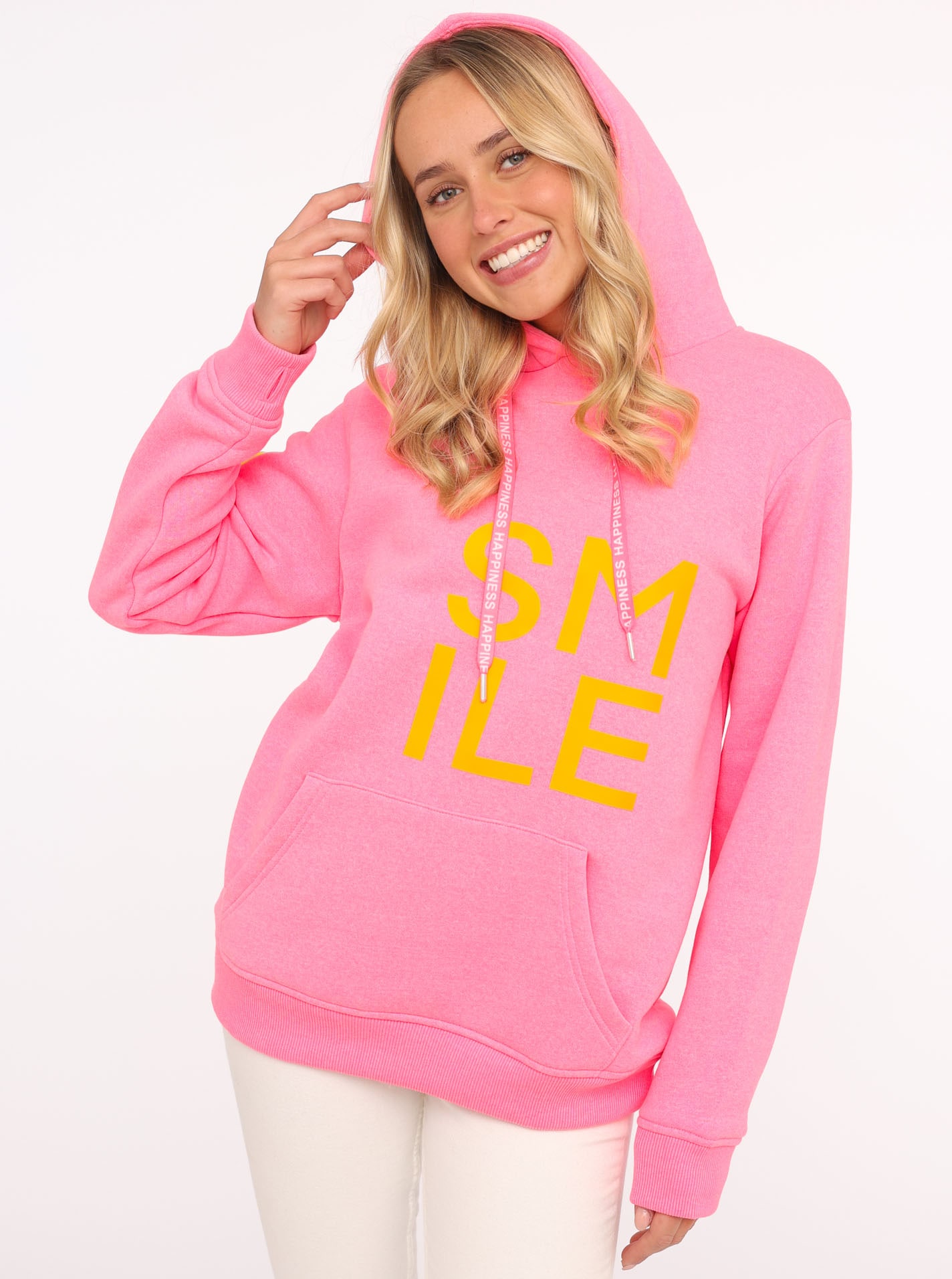 Zwillingsherz Hoodie »"Alissa"«, Langarm, Kapuze, Neon-Details, Kordelzug, Frontprint, Kängurutasche
