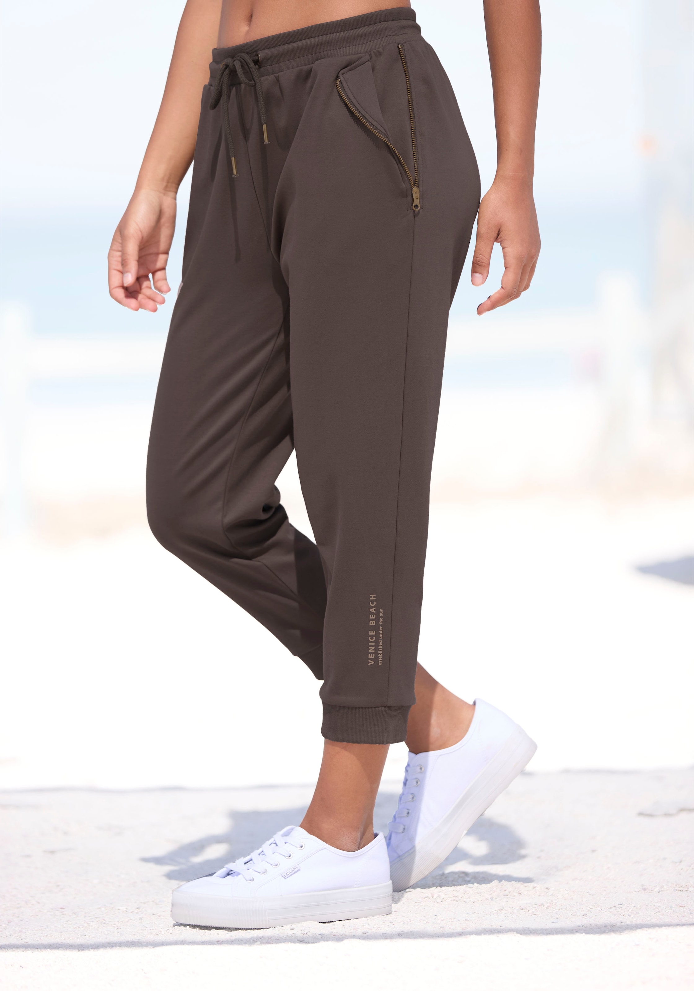 Image of Venice Beach 7/8-Hose "aus weichem Sweatstoff" mit Reissverschlussdetails an den Taschen, bequeme Sweathose
