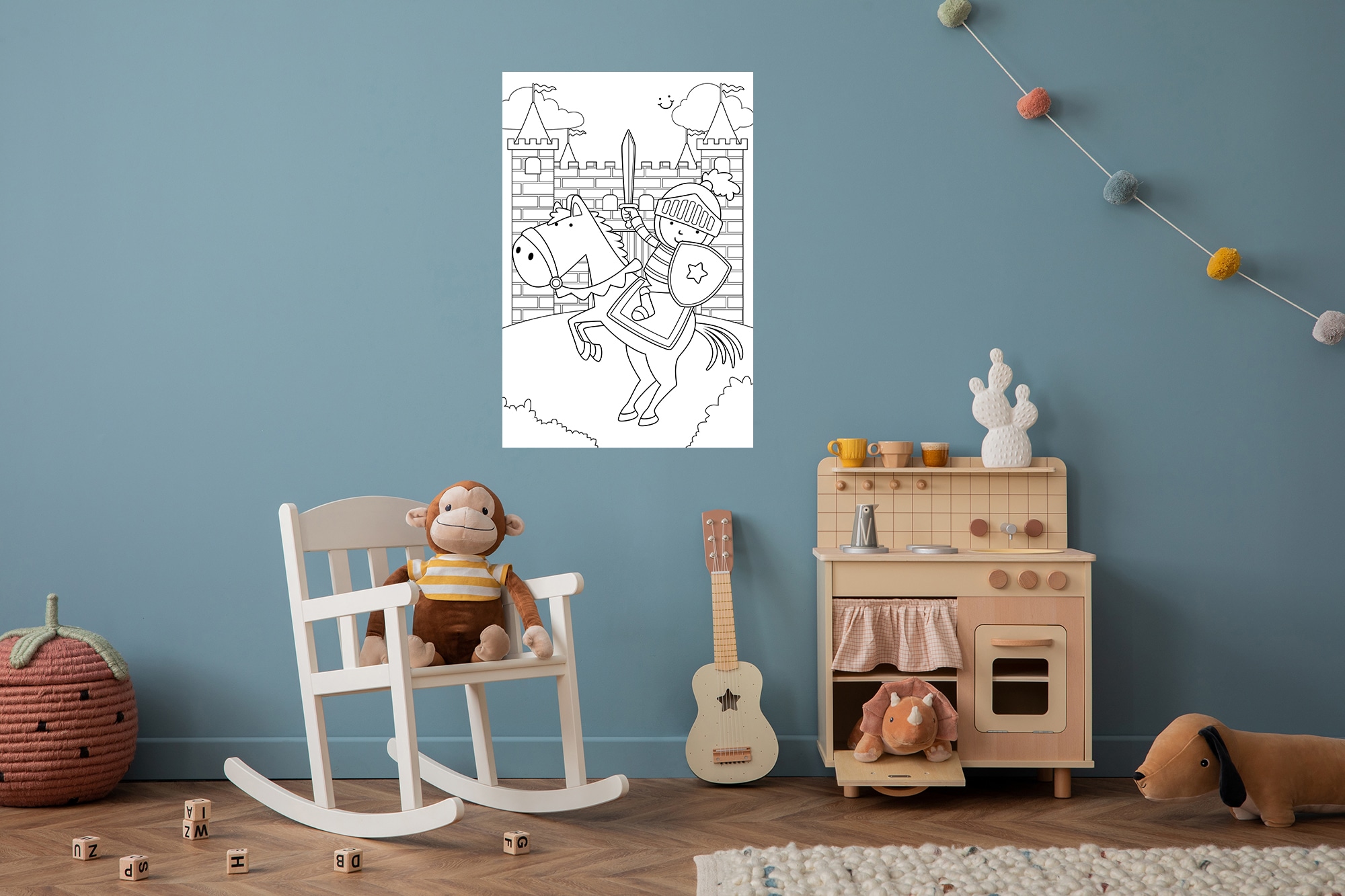 Image of queence Wandsticker "Ritter und Burg" DIY-Wandsticker zum Bemalen