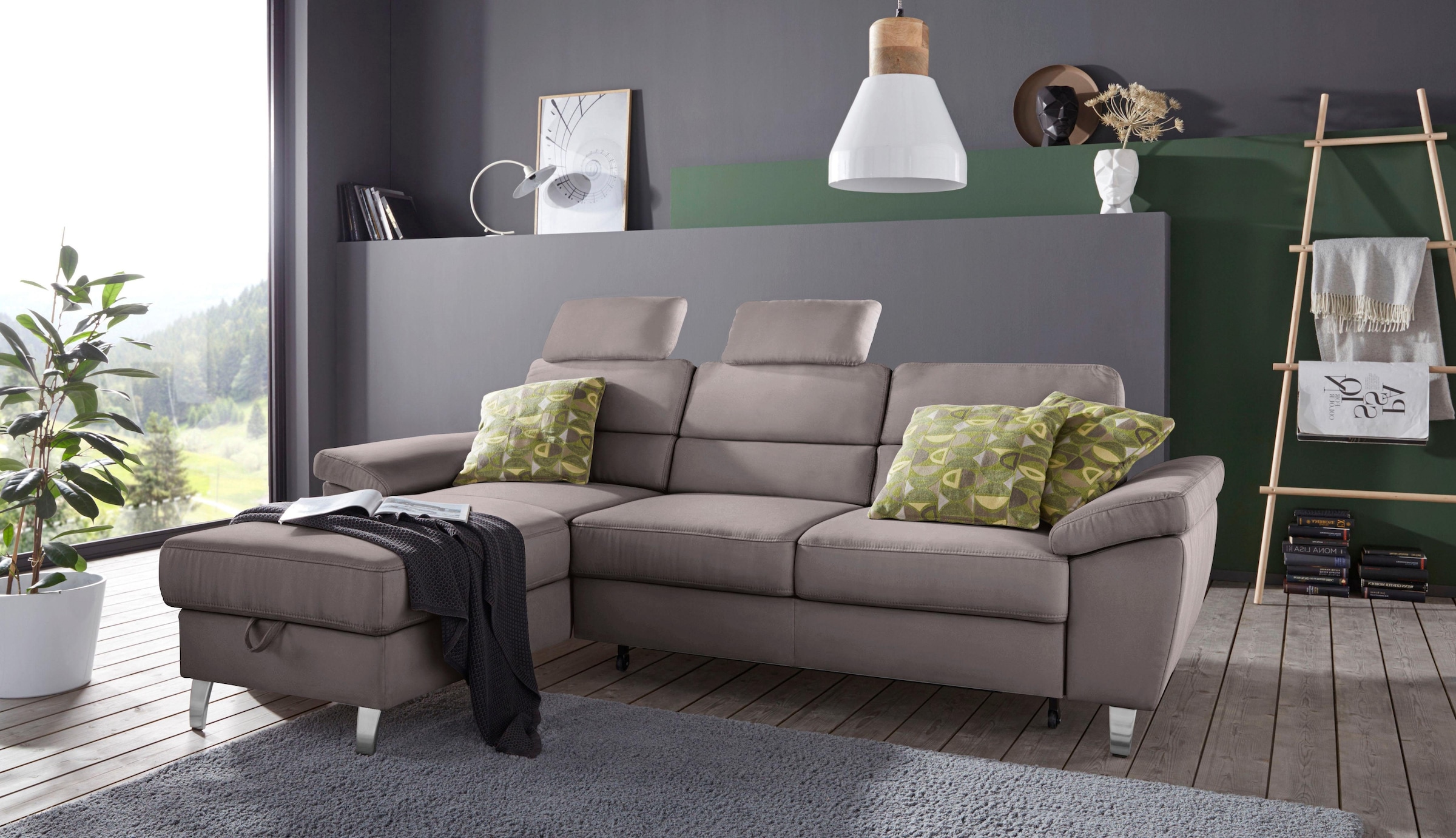 sit&more Ecksofa »Sorano L-Form«, wahlweise mit Bettfunktion und Bettkasten