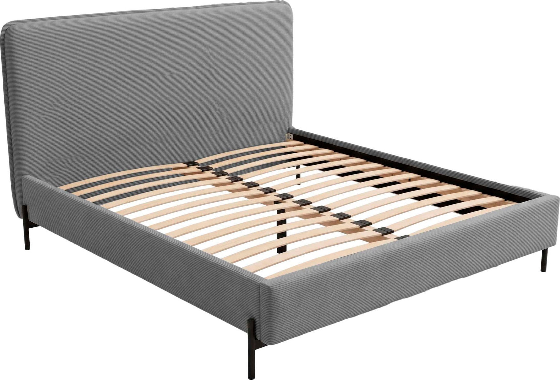 Home affaire Polsterbett »LAVOISIER Bettgestell mit Lattenrost, Breite 140/160/180/200 cm, Cord« Rahmenbett mit Kopfteil, ohne Matratze und Topper
