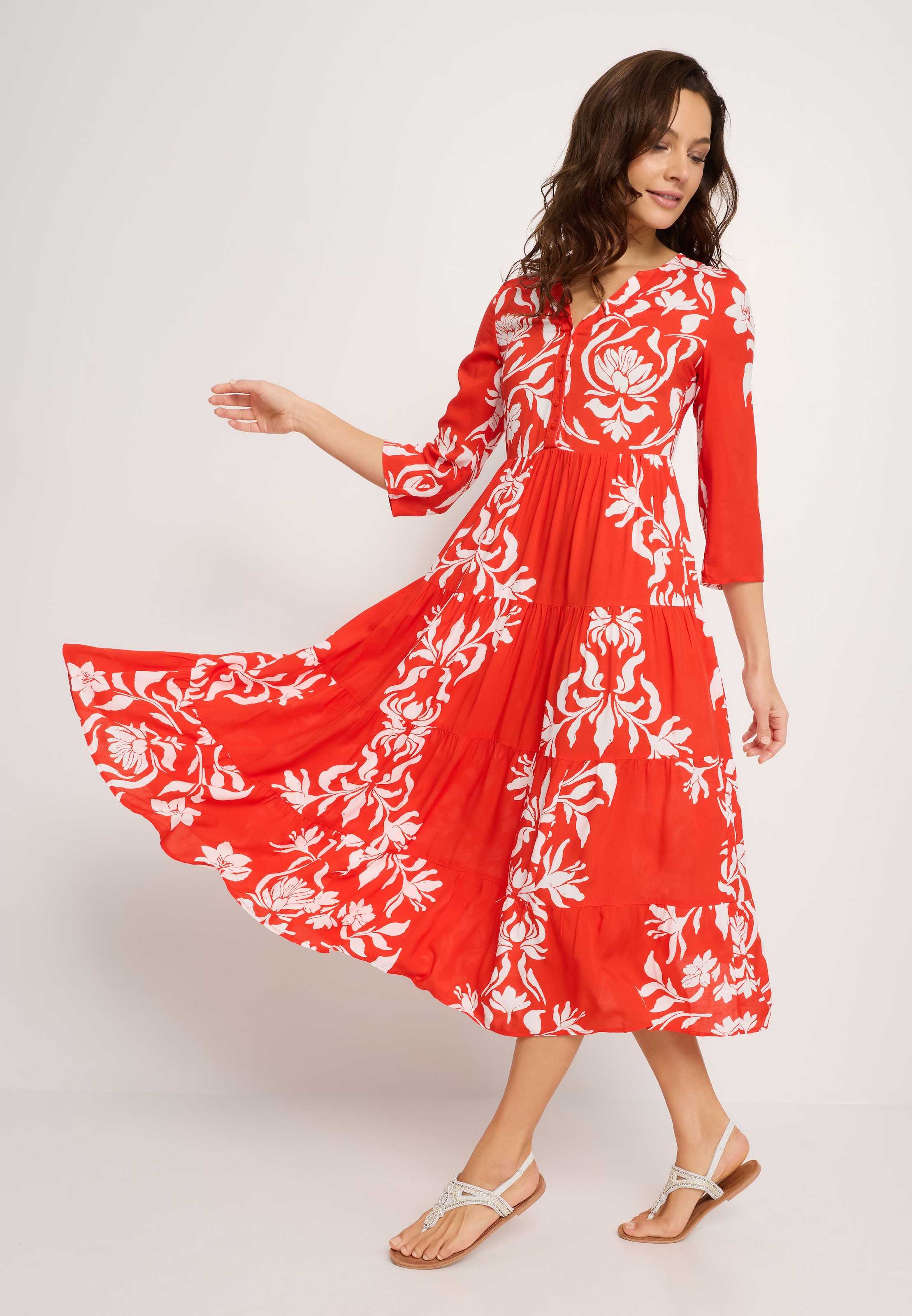 Image of LASCANA Maxikleid mit Blumenprint und Knopfleiste, Sommerkleid, Strandkleid